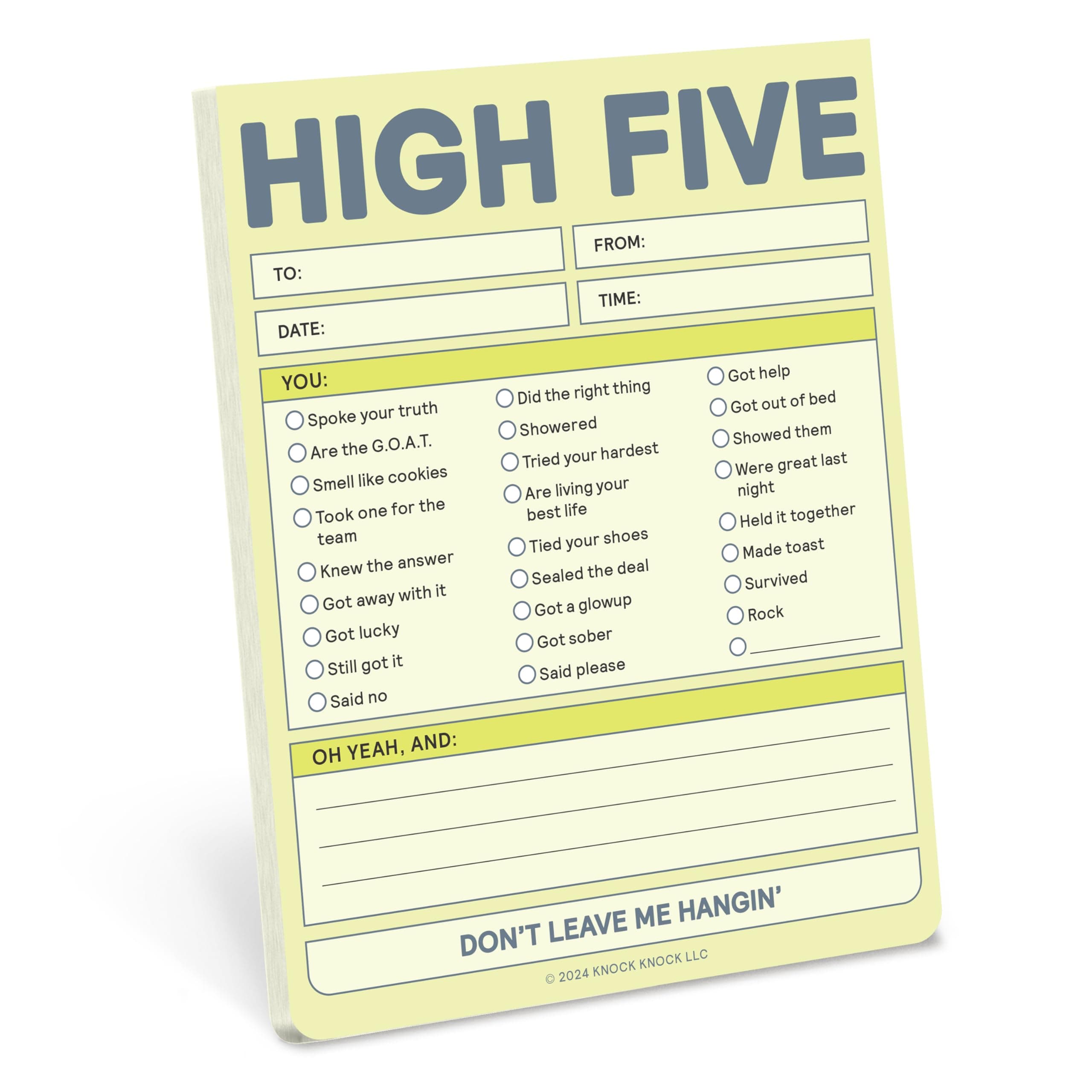 Knock Knock1-Count High Five Nifty Note Pad: Checklist Memo Pad (Pastel Yellow), 4 x 5.25-Inches