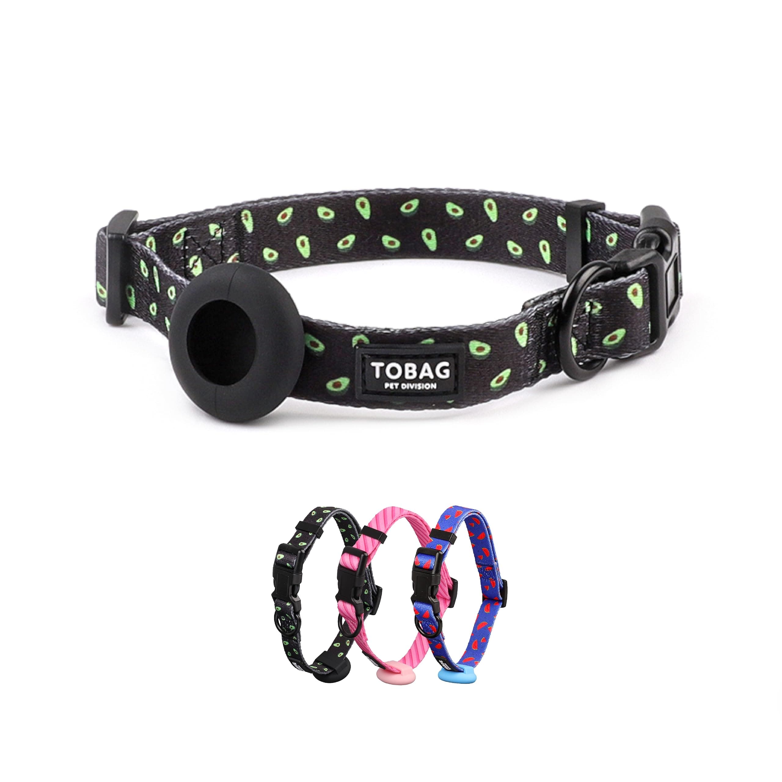 Tobag AirTag Dog Collar - Adjustable, Nylon Pet Collar for Large Dogs. AirTag Holder Case Included. (M, Black)