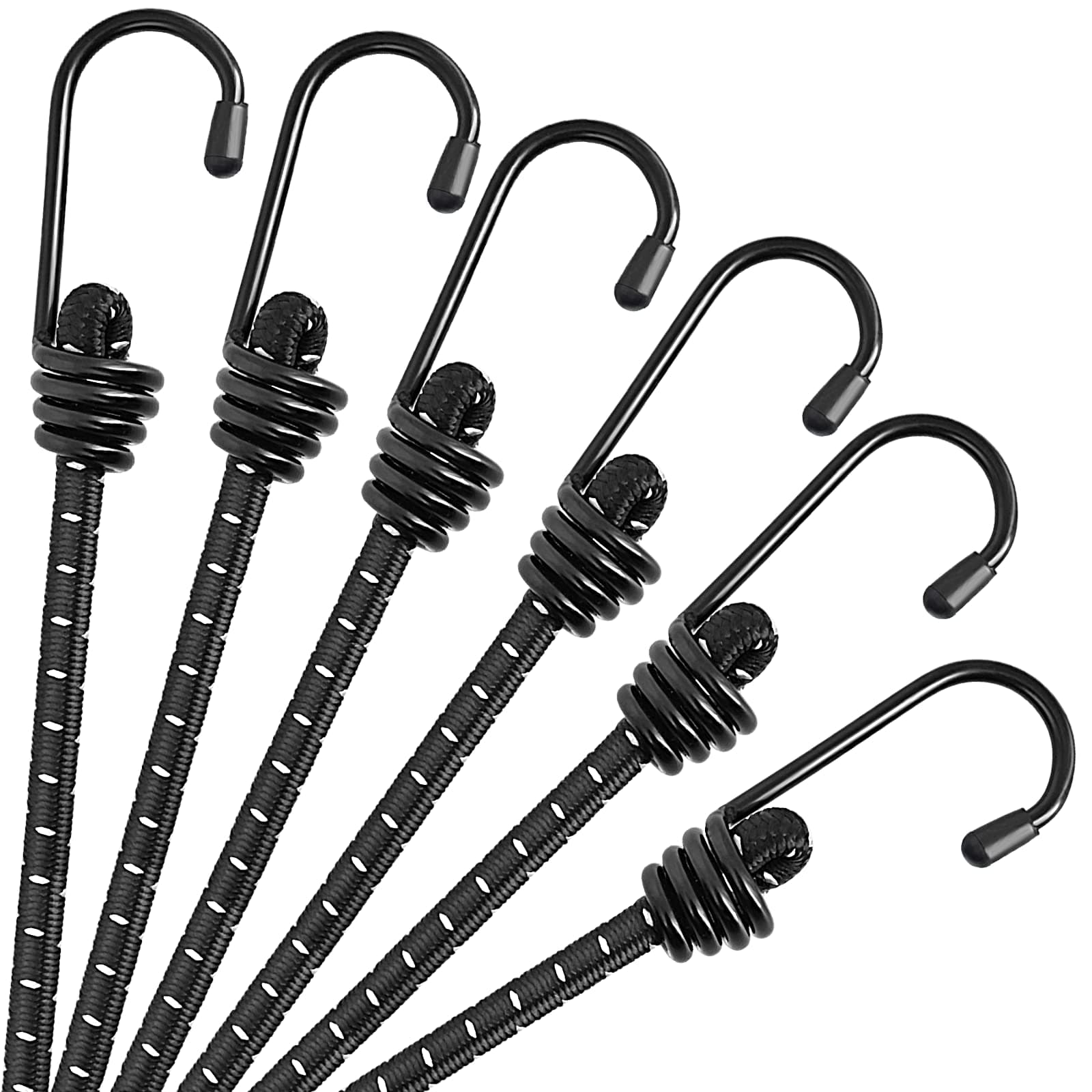 RIO Direct 18 Inch Bungee Cords with Hooks, 6 Pack Heavy Duty Elastic Straps for Luggage Rack, Camping, Tarps & Bikes