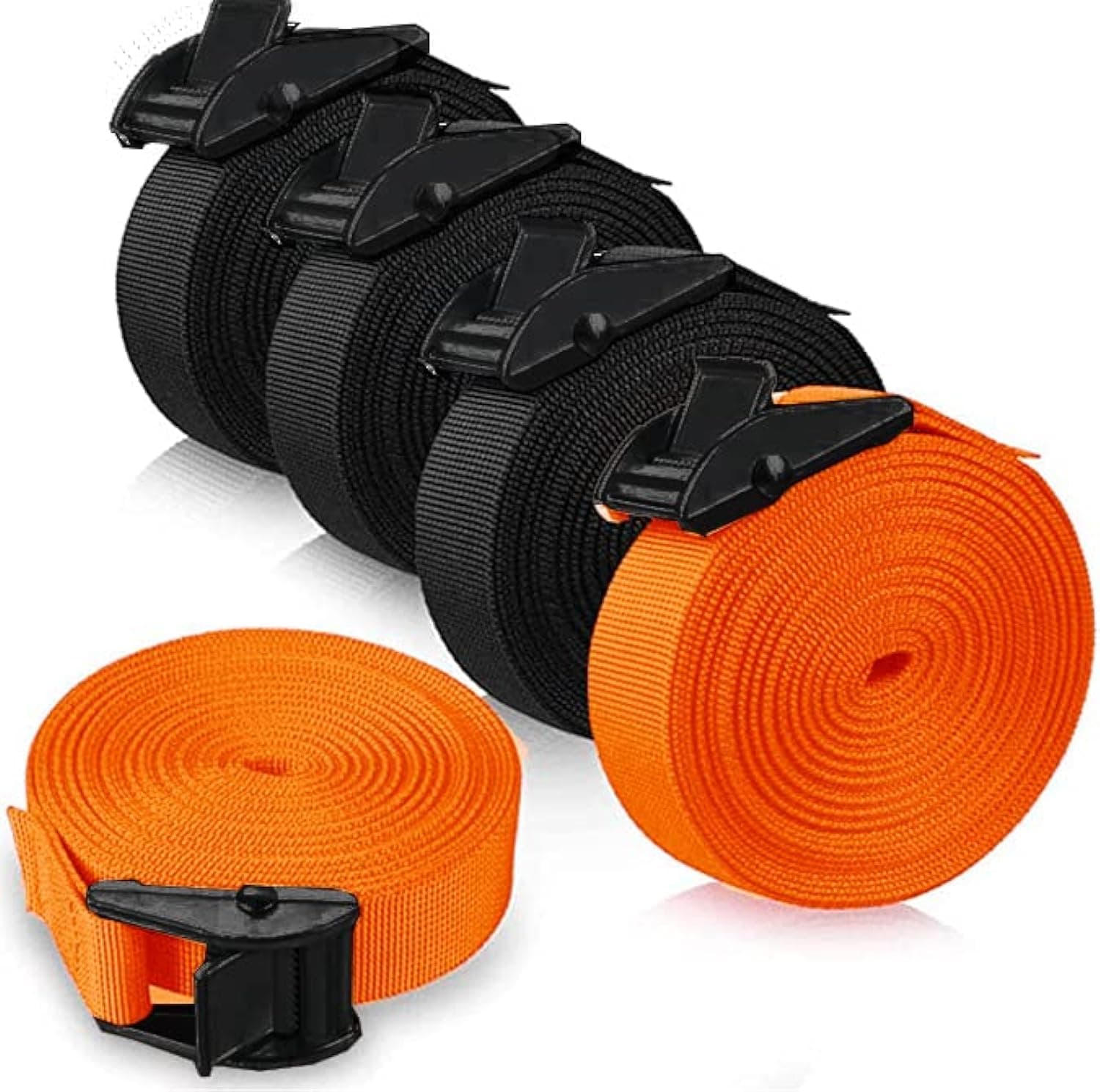 Tie Down Straps Adjustable Lashing Straps-5 Pcs: Heavy Duty Cam Buckle Straps, Upgraded Tie Down Cargo Straps, Strong Ratchet Straps with Cam Buckles Suitable for Cargo Luggage Bicycles Kayak Trailer