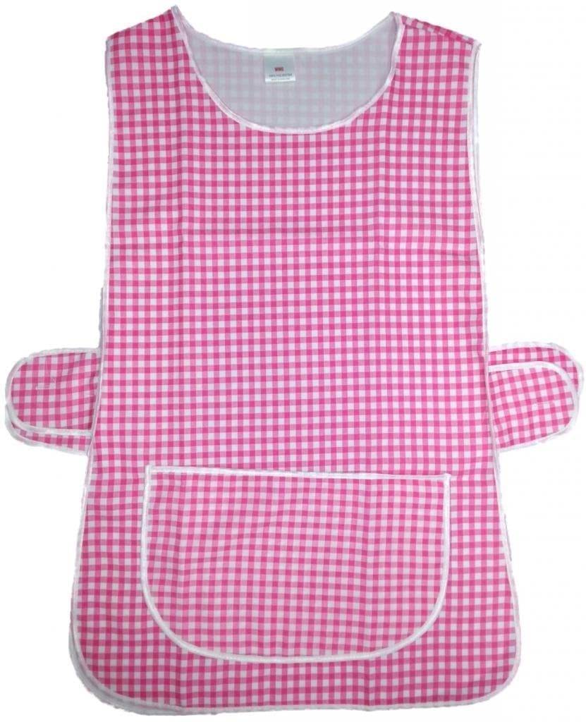 Ladies Checkered Home Work Tabards Aprons - ALL SIZES - COLOUR VARIATIONS - UK MADE (20-22 XOS X-LARGE, PINK)