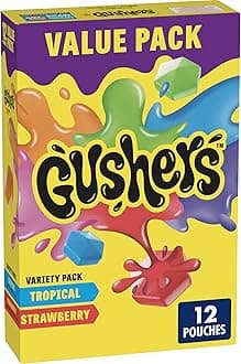 Gushers Fruit Flavored Snacks, Strawberry and Tropical Flavors, 12 ct