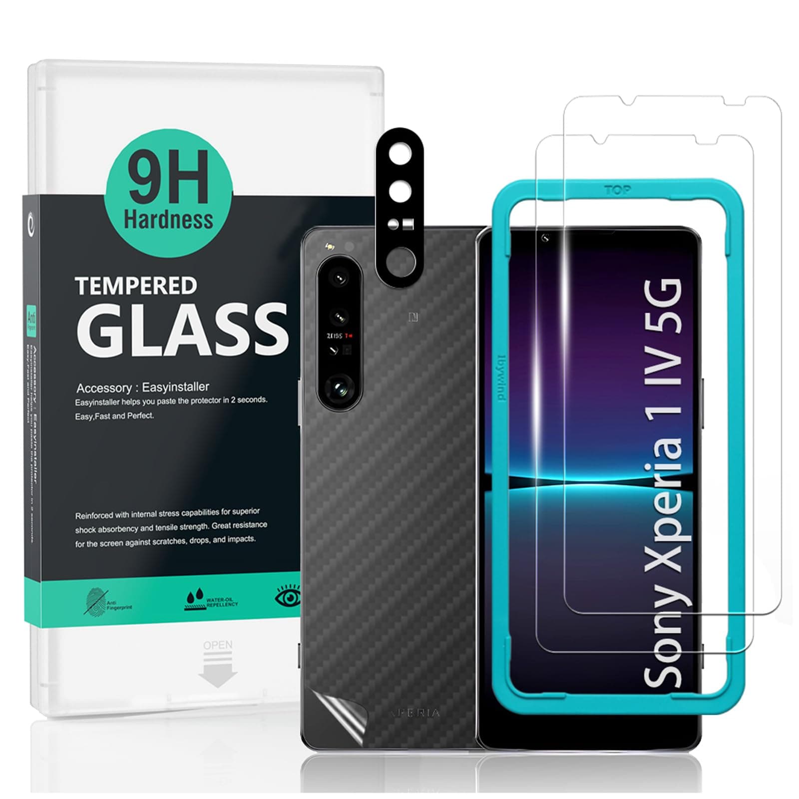 Ibywind Screen Protector for Sony Xperia 1 IV 5G(6.5") 2 Pack+1 Pack Camera Len Protector+1 Back Film,9H Tempered Glass,HD,Scratch Resistant,Bubble Free,Easy Install