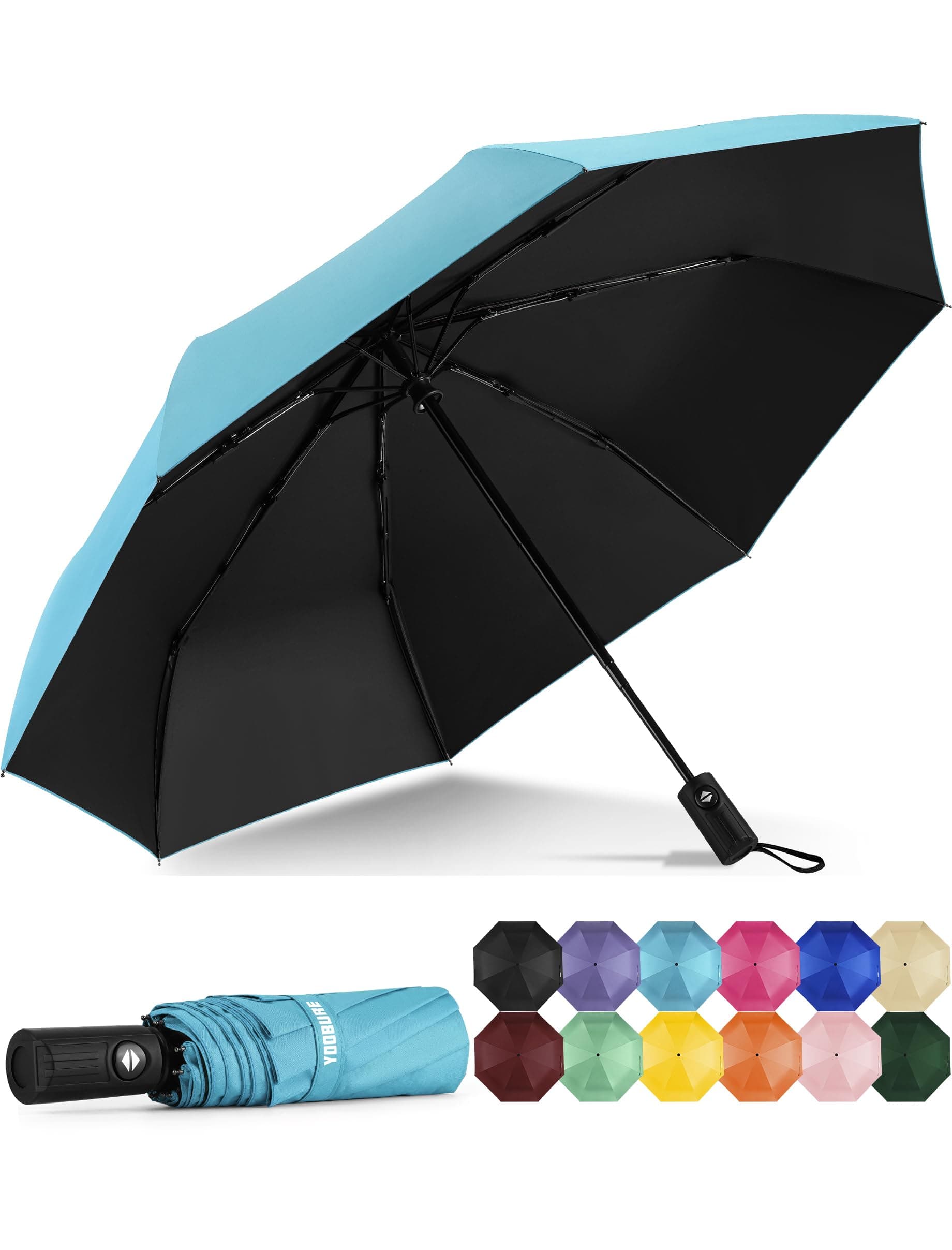 Windproof Travel Umbrella - Automatic Umbrellas for Rain, Compact Folding Umbrella with UV Protection, Lightweight Portable Design for Backpack/Walking/Car, Sun & Storm Ready