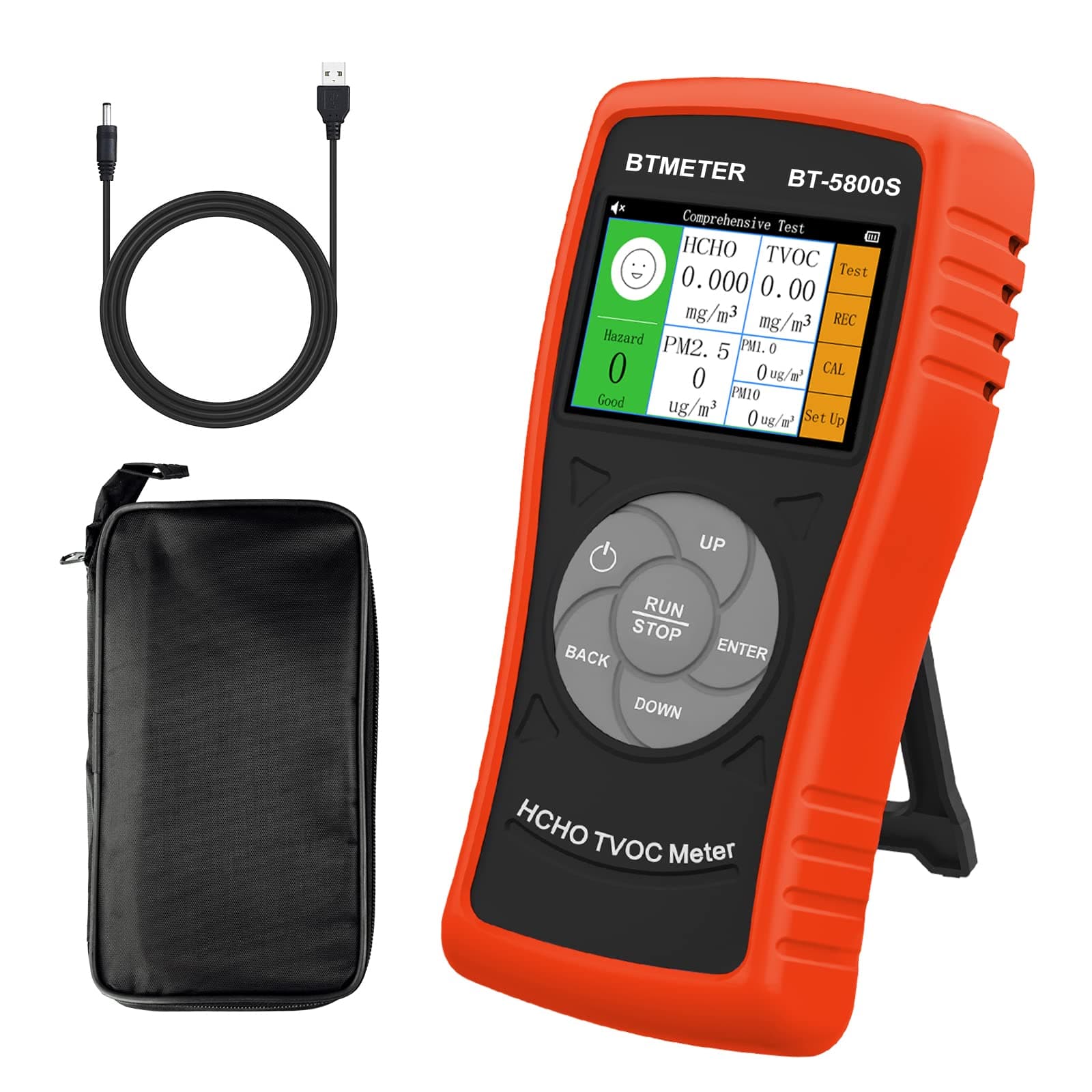 BTMETER Formaldehyde Detector PM2.5 PM10 Particulate Meter, Indoor Air Quality Tester Monitor HCHO TVOC Air Particle Dust for Home Office Factory Warehouse 5800S