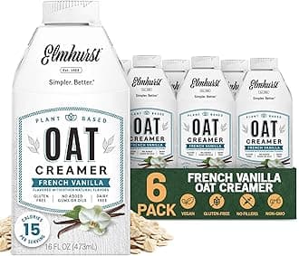 Elmhurst 1925 French Vanilla Oat Creamer – Vegan Oat-Based Coffee Creamer with Natural Vanilla Flavour – Smooth & Versatile – Perfect for Coffee, Tea & Smoothies – 473 ml