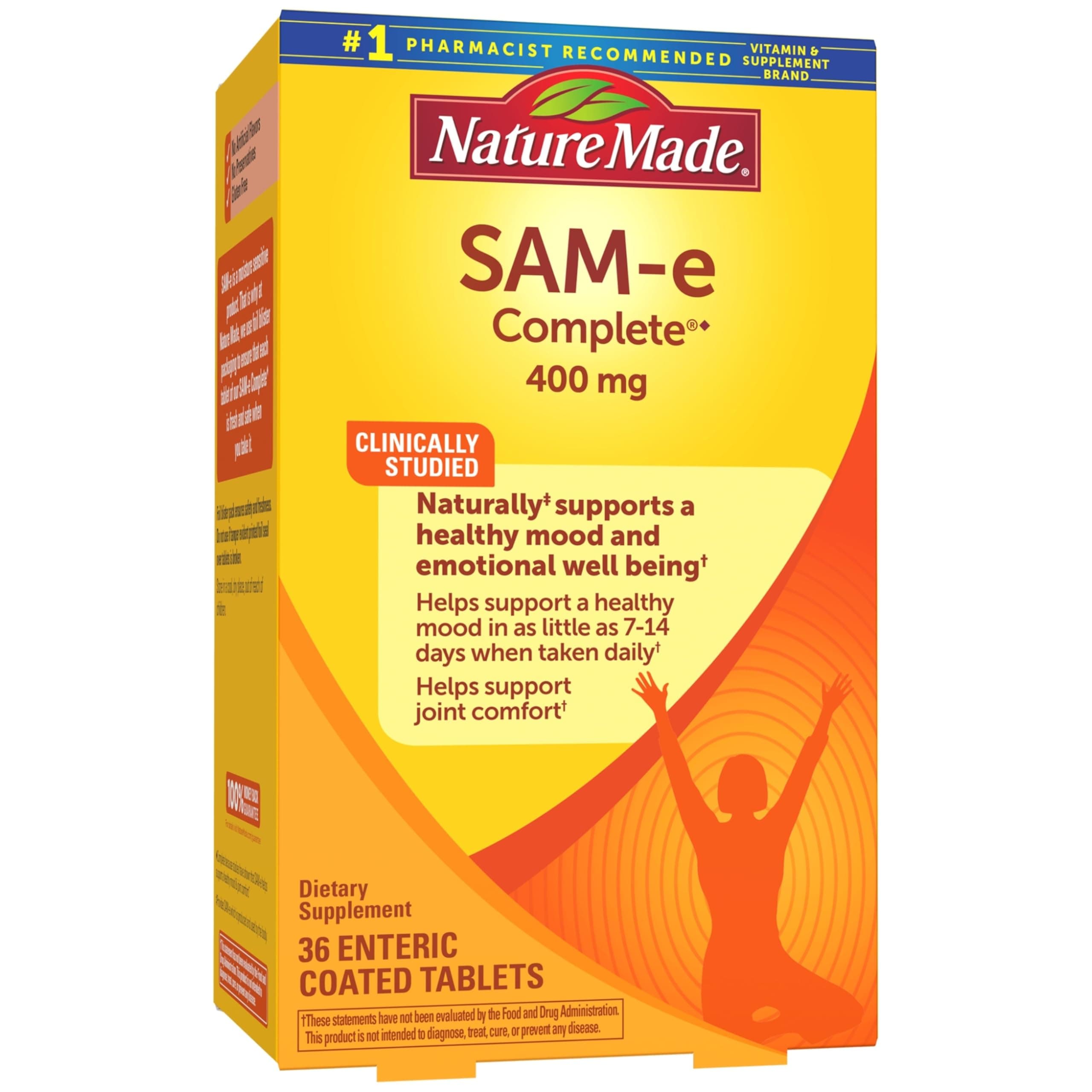 Nature Made SAM-e Complete 400 mg, SAM-e Supplement for Mood Support, Dietary Supplement, 36 Tablets, 36 Day Supply