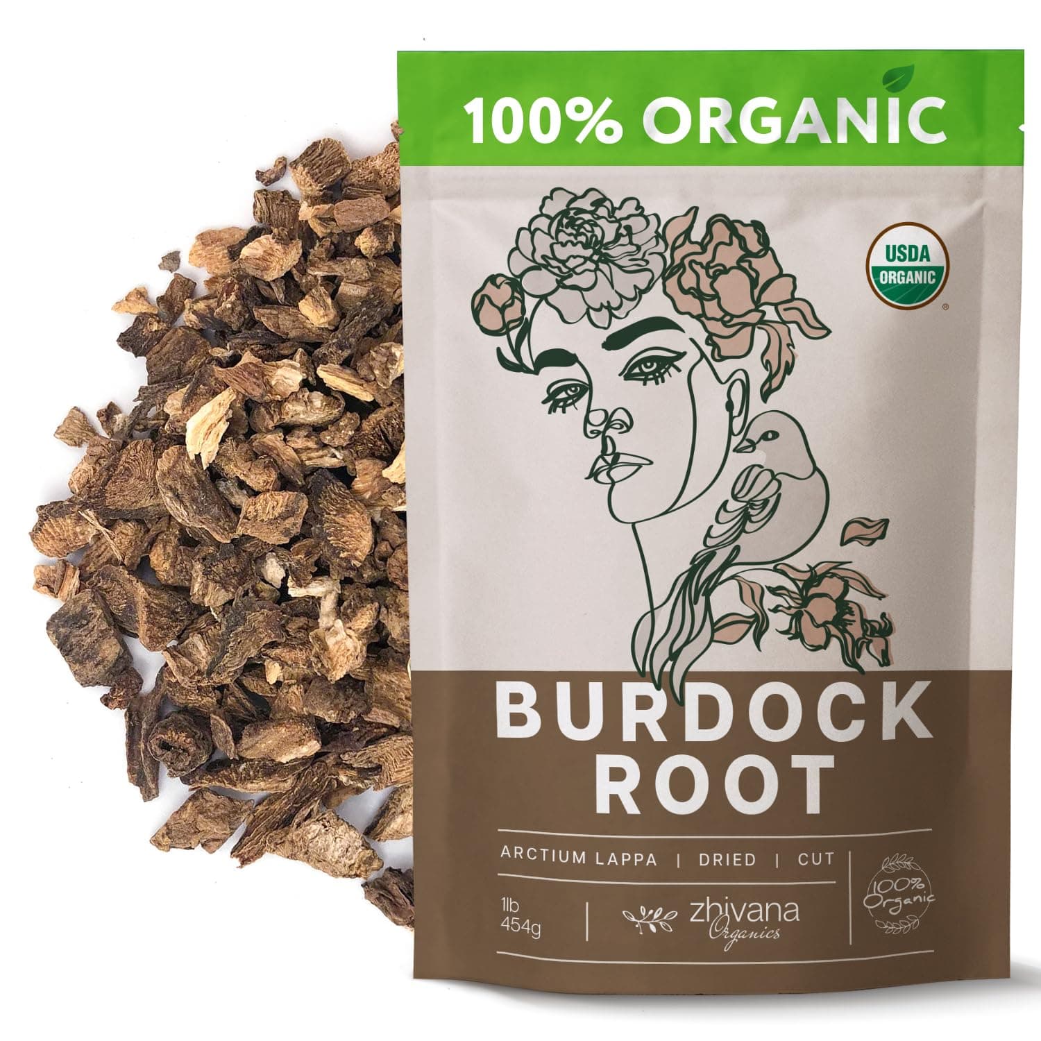 Premium Burdock Root Organic (16 oz.) - Greater Burdock Root Tea Loose - Raíz De Bardana Organica 우엉차