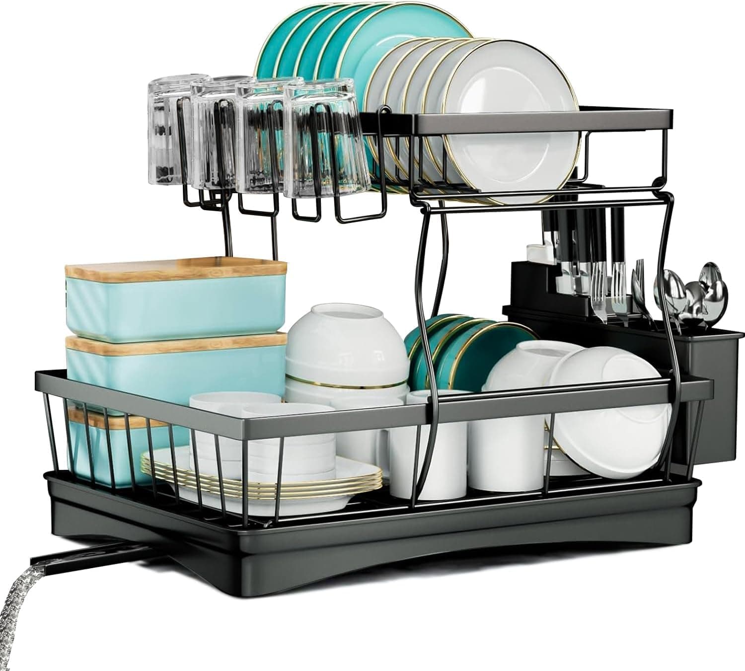 Tzmovqix Dish Drying Rack，2 Tier Dish Racks for Kitchen Counter