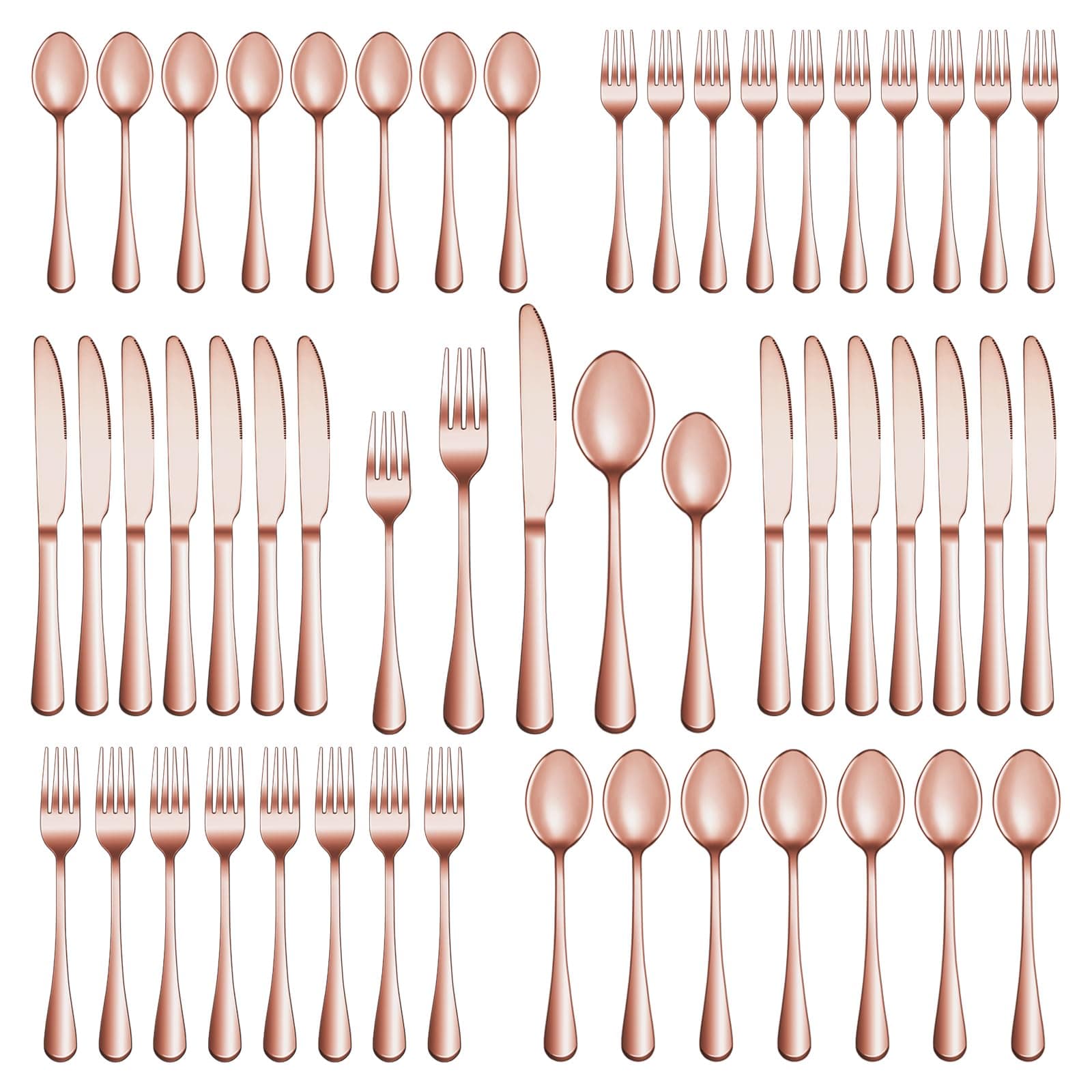 60 Pcs Rose Gold Silverware Set Service for 12, Premium Stainless Steel Flatware Set, Cutlery Utensil Sets, Durable Home Kitchen Eating Tableware Sets, Include Fork Knife Spoon, Dishwasher Safe