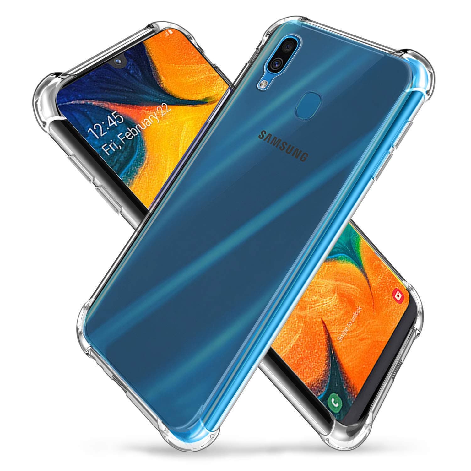Galaxy A30/A20 (2019) Case,Slim Thin Anti-Scratch Clear Flexible TPU Silicone with Four Corner Bumper Protective Case Cover Compatible for Samsung (2019)(Transparent)