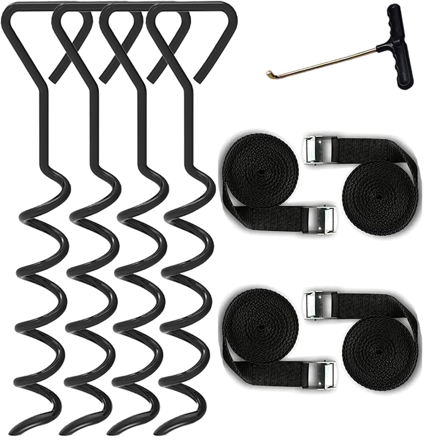 Delex Heavy Duty Galvanized Trampoline Anchor Peg Kit/Tie Down Kit, Fits all Trampolines. Ground Camp Swings, Garden Sheds, Play Sets and much more Tent Fish