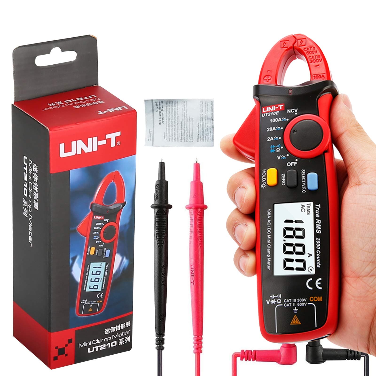 UT210E Mini Digital Clamp Meter Handheld RMS AC/DC Resistance Capacitance Tester