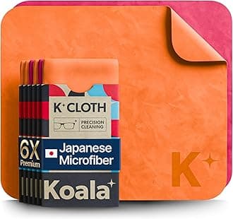 Koala Lens Cleaning Cloth | Japanese Microfiber | Glasses Cleaning Cloths | Eyeglass Lens Cleaner | Eyeglasses, Camera, VR/AR Headset, and Screen Cleaner | Pink & Orange (Pack of 6)