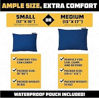 Wise Owl Outfitters Camping Pillow – Memory Foam Travel Pillow for Airplane Sleeping, Hiking, Backpacking & Outdoor Use - Small & Portable for Adults, Car, Camp & Tent