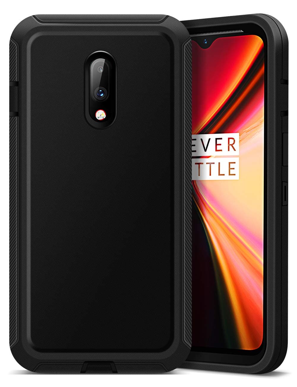 Jelanry Heavy Duty Armor for OnePlus 7 Case Dual Layer Protective Shell Shockproof Outdoor Sports Rugged Phone Case Anti-Scratches Non-Slip Bumper Cover Hybrid Case for OnePlus 7 2019 Black