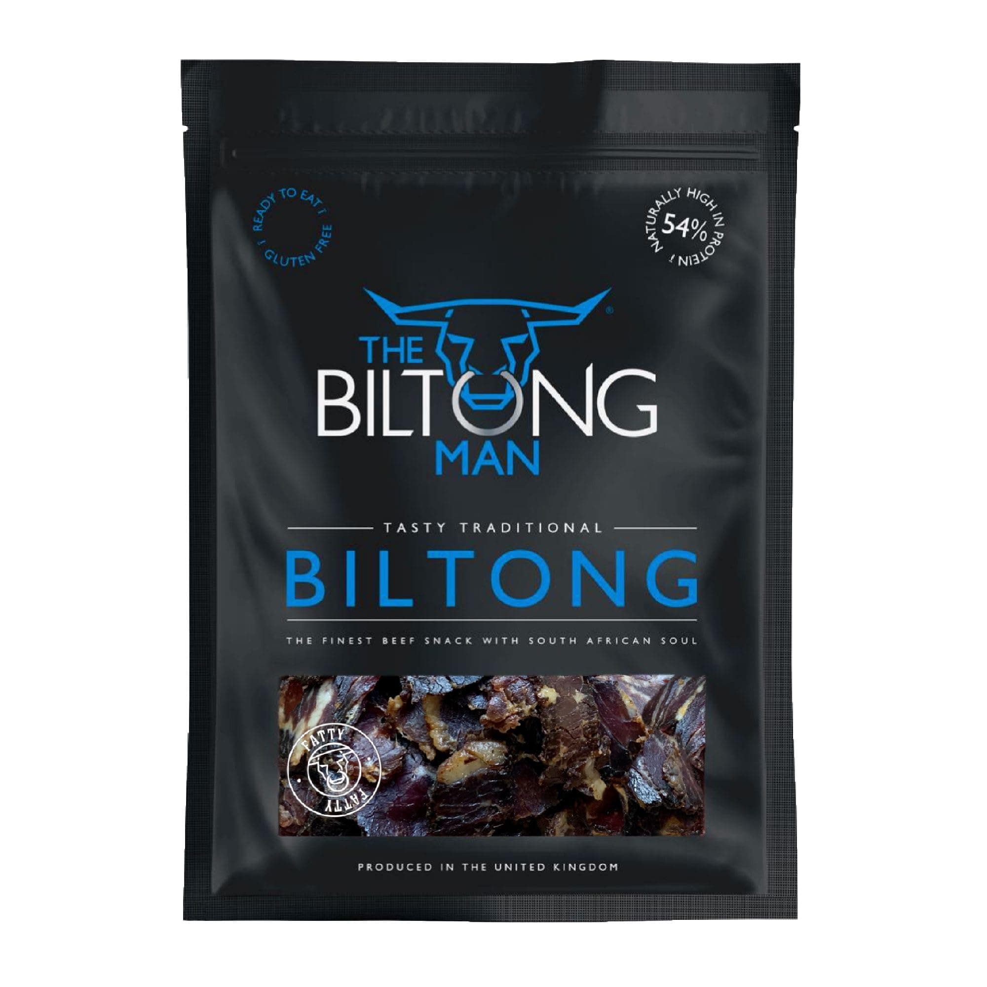 The Biltong Man Tasty Traditional Fatty Beef Biltong - High-Protein Dried Beef Snack, 250g