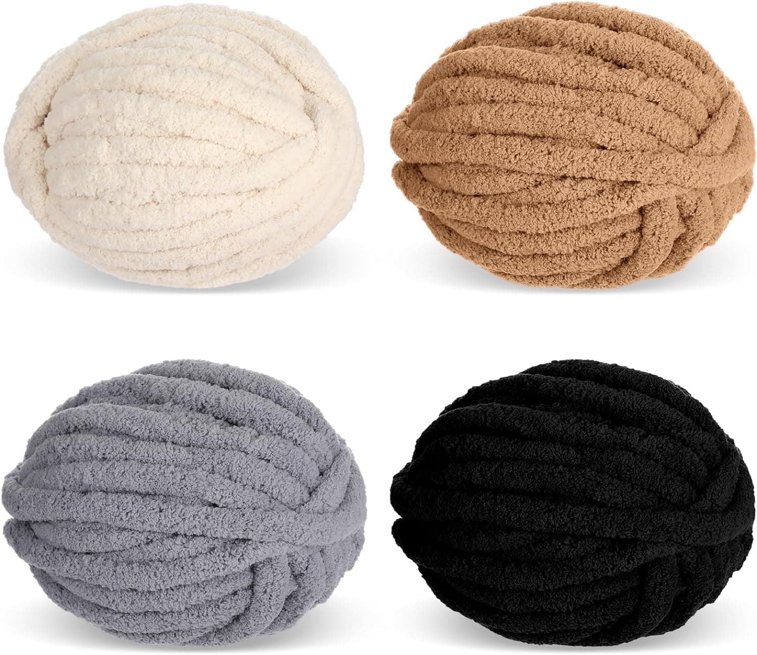 Azonee Chenille Chunky Yarn, 4 Pack 29 Yards Fluffy Jumbo Thick Yarn for Knitting & Crocheting, Chenille