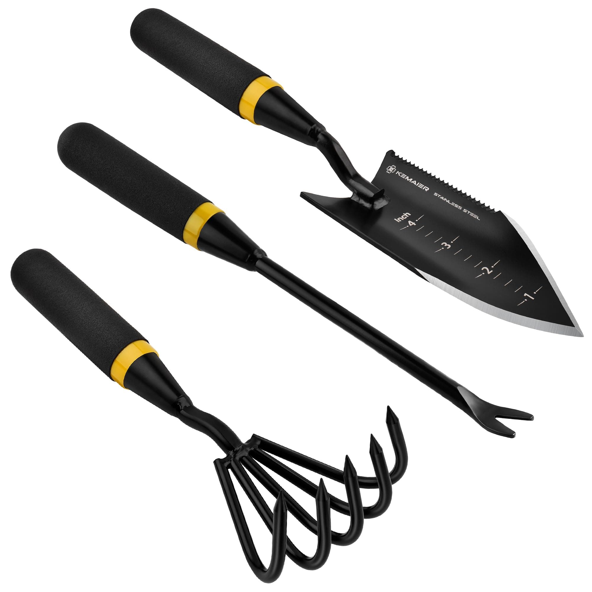 Professional 3-in-1 Garden Tool Set - includes Heavy-Duty Stainless Steel Hand Cultivator, Transplant Serrated Shovel, and Dandelion Weeder - The, Unbreakable Gift for Gardeners