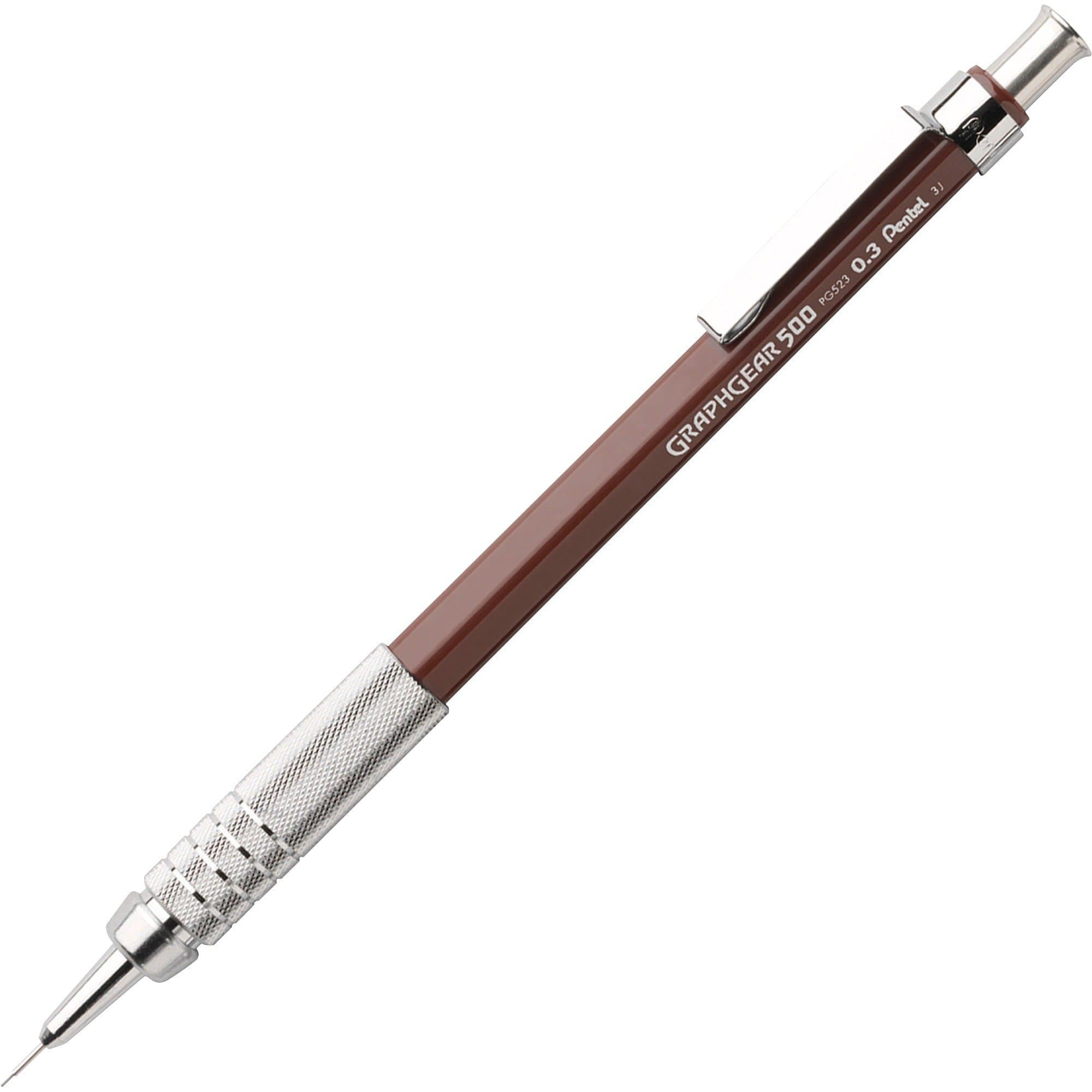 Pentel GraphGear 500 Mechanical Drafting Pencil, (0.3mm), Extra Fine Line, Brown Barrel (PG523E)