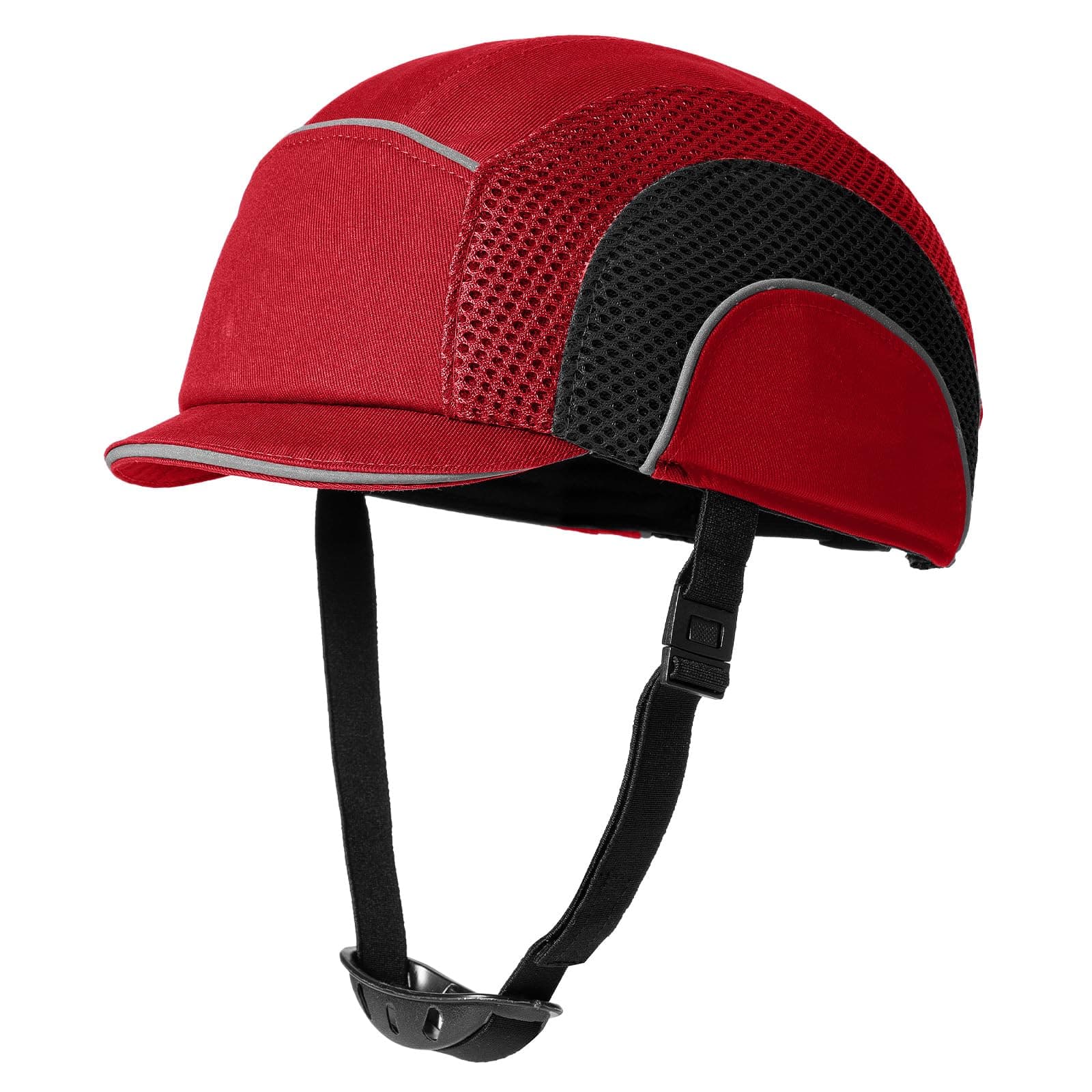 Lightweight Safety Bump Cap - Breathable Baseball Style Protective Hat with Reflective Stripes