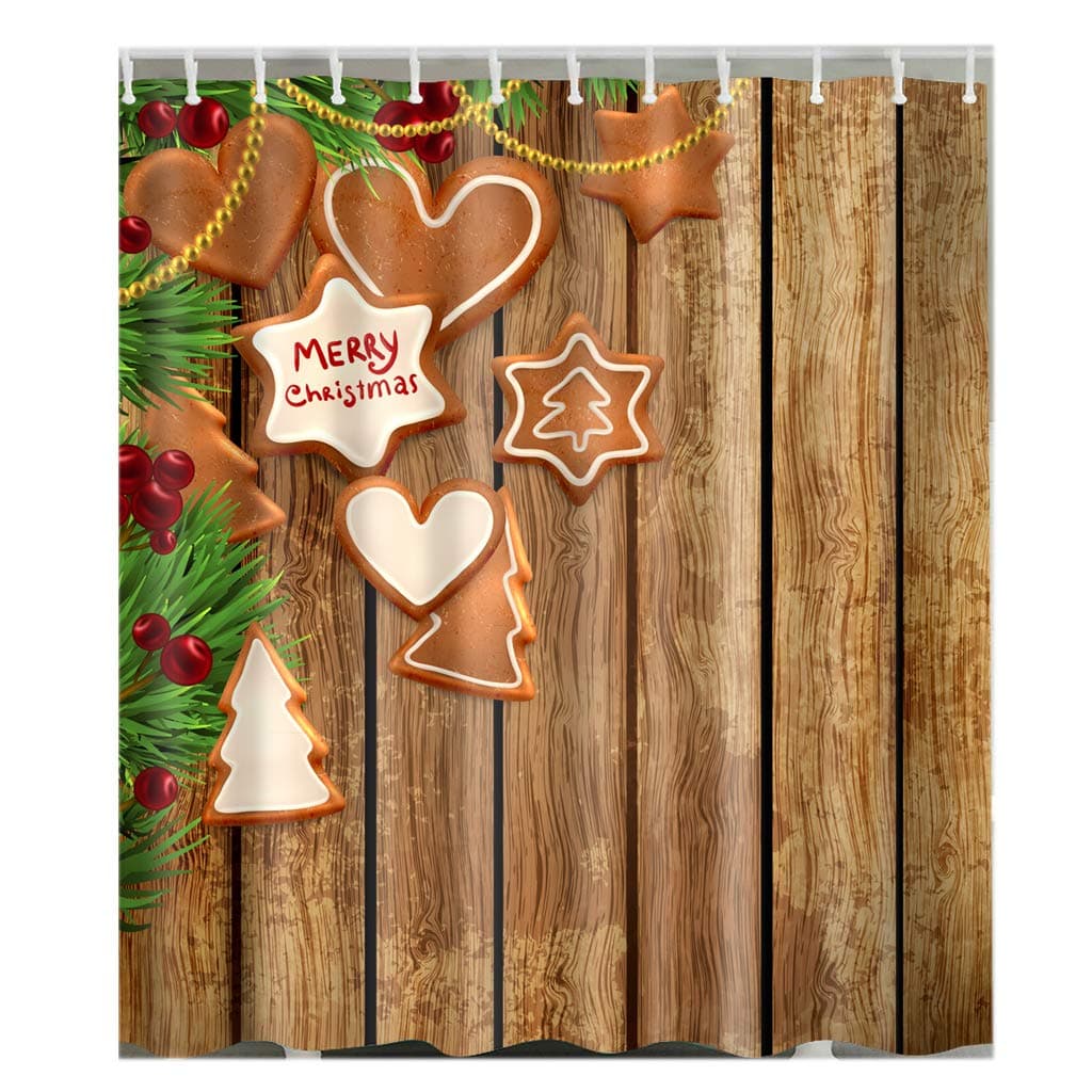 Eureya Shower Curtain for Bathroom,100% Polyester Fabric Christmas Pattern Home Decorative Waterproof Shower Curtains 180x180CM (Christmas Pattern-8)