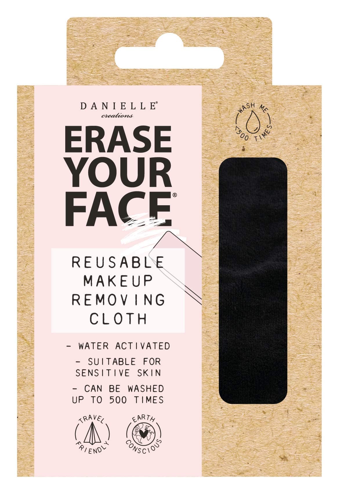 ERASE YOUR FACE Danielle Creations Eco Friendly Reusable Make Up Remover Cloth in Black