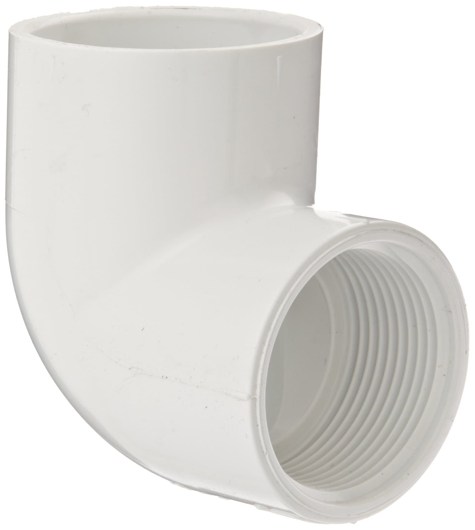 Spears 407 Series PVC Pipe Fitting, 90 Degree Elbow, Schedule 40, White, 3/4" Socket x NPT Female