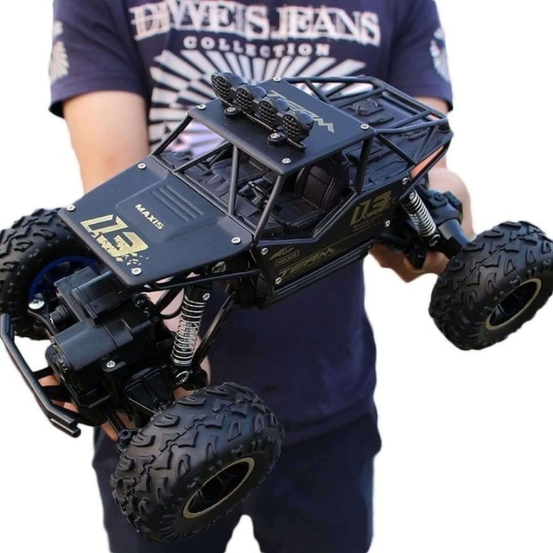 1:12/1:16 Scale 4x4 Remote Control Car RC Trucks, 4WD High Speed 35 Km/h All Terrains Electric Toy Off Road Sand Rall Buggy with Rechargeable Batteries (1:16-28cm-Black)