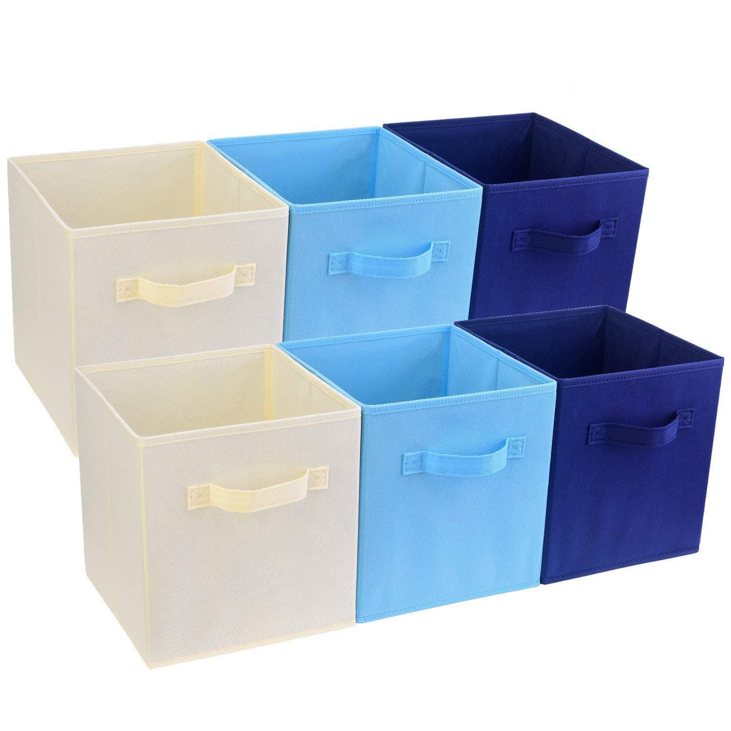 [6-Pack] Basket Bins- Senbowe Fabric Cloth Collapsible/Foldable Storage Cubes Bins Baskets Organizer Containers with Handles for Home Closet Nursery Drawers Organizers（10.6 x 10.6 x 10.6”）