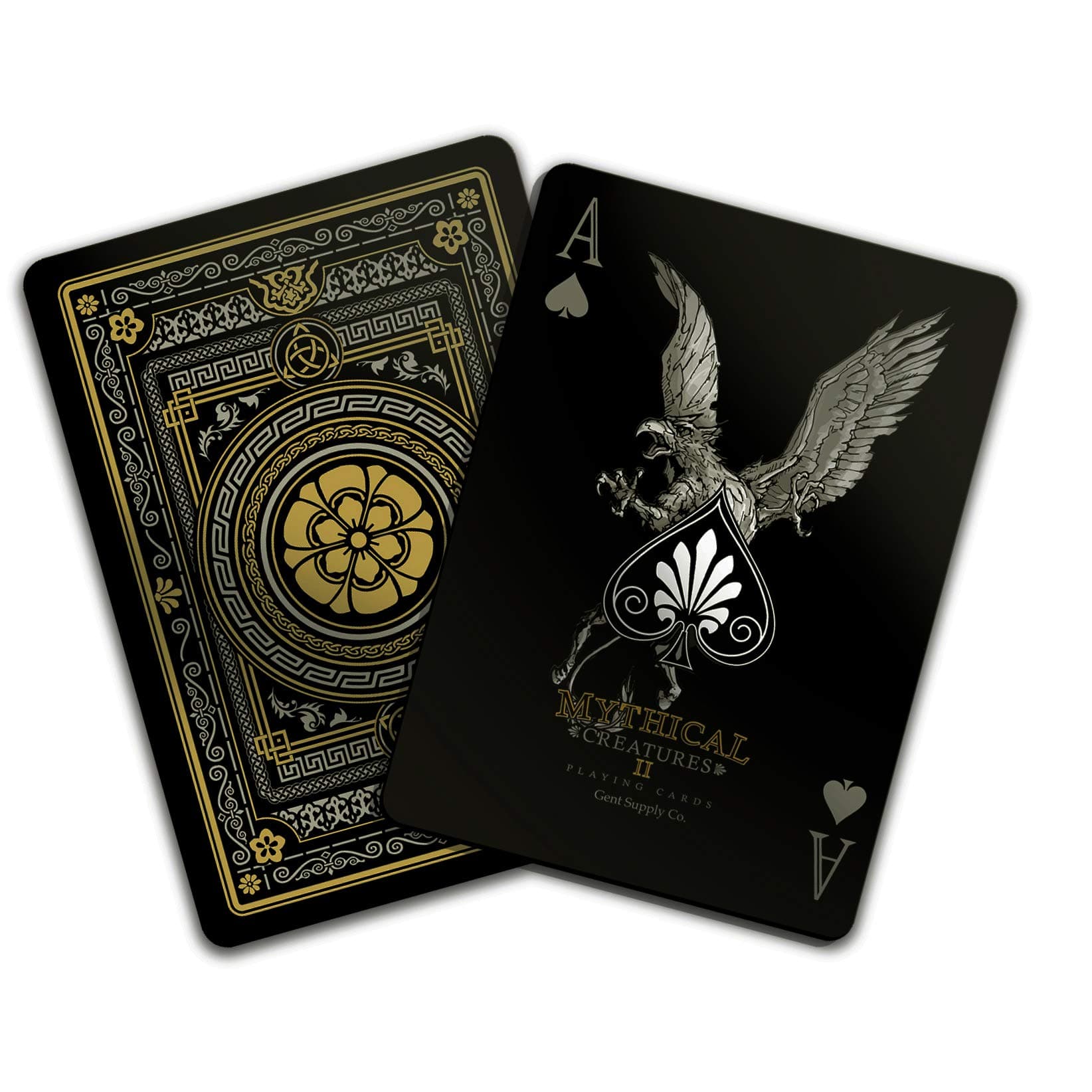Gent Supply Mythical Creatures II (All Creatures) - Black Silver & Gold Edition Playing Cards
