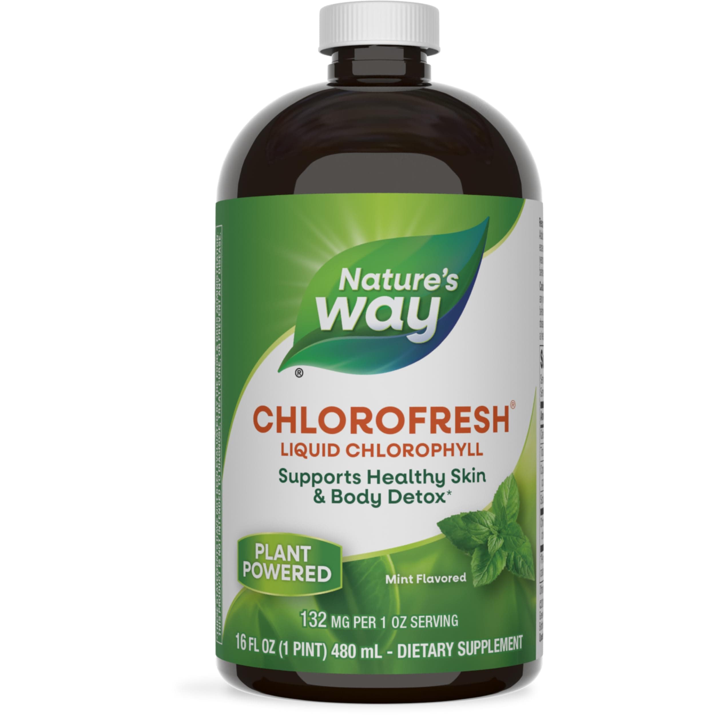 Nature's Way Chlorofresh Liquid 16 Fl Oz (480 ml) | Internal Deodorant - Supports Healthy Skin & Body Detox | Plant powered Liquid Chlorophyll - Mint Flavored