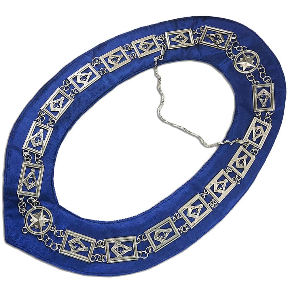 JYG E-Coin Square Compass Masonic Blue Lodge Chain Collars Dark Blue Backing