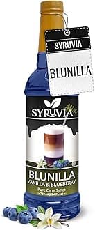 Syruvia Coffee Syrup, BLUNILLA Syrup, Vanilla Blueberry Flavored Syrup for Drinks, Lattes, and Desserts – 25.4 fl oz,
