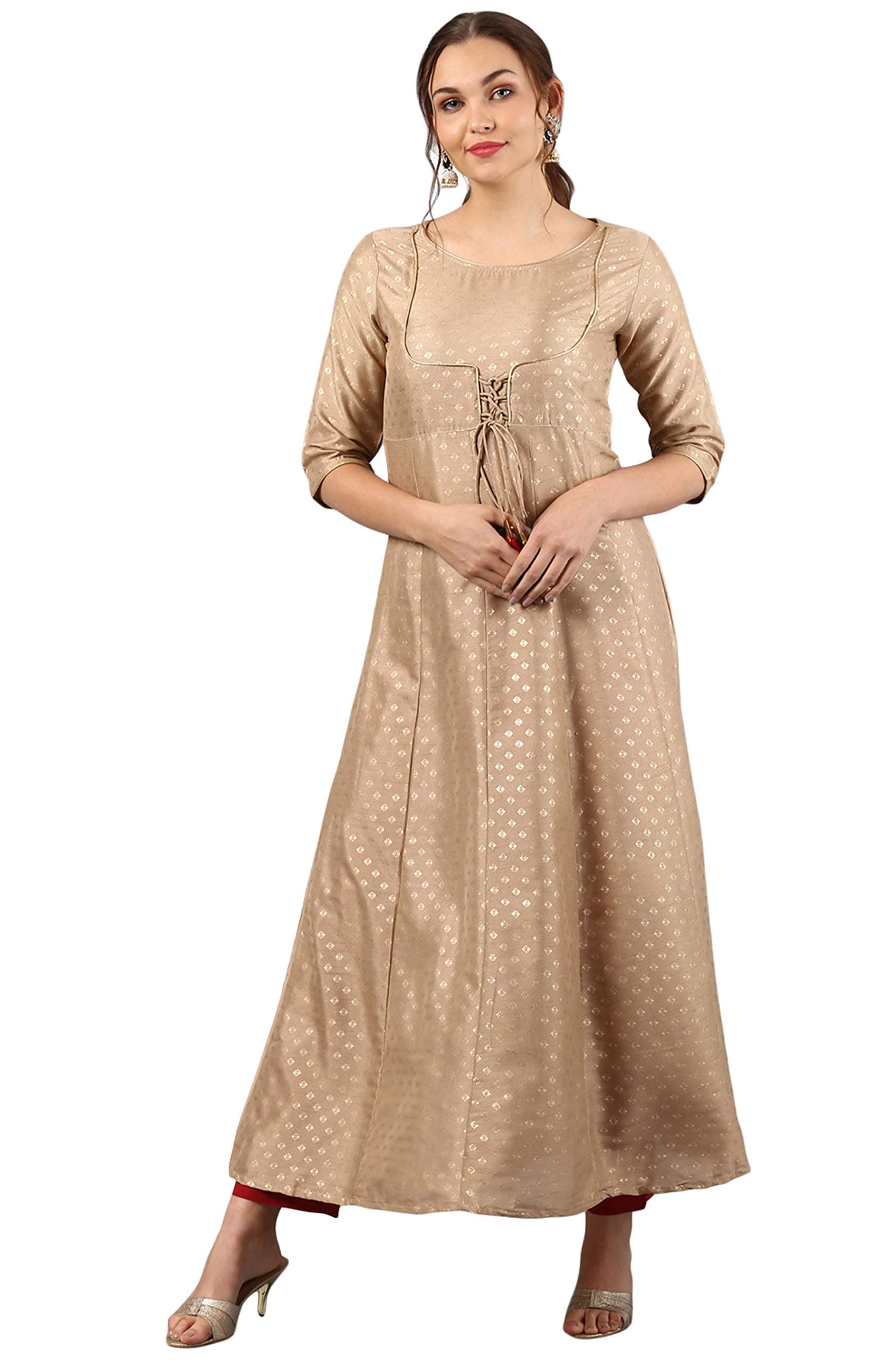 JanasyaWomen's Poly Silk Anarkali Kurta
