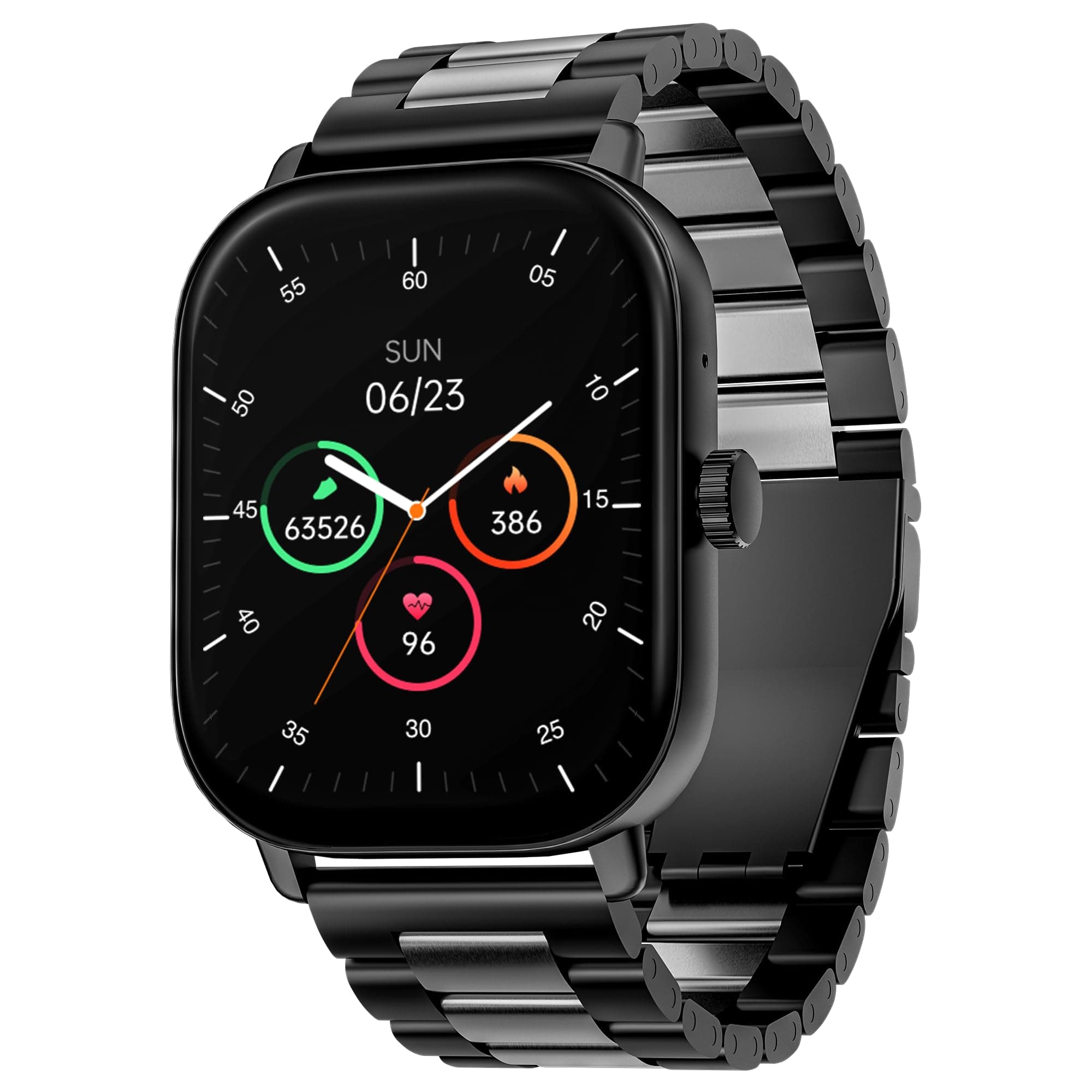 boAt Wave Spectra w/ 2.04" (6 cm) AMOLED Display, BT Calling, Functional Crown, Metal Built, Always-on Display, Animated Watch Faces, Smart Watch for Men & Women(Silver Fusion)