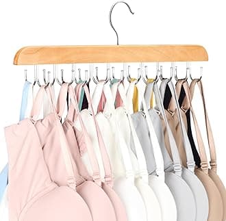 Bra Hanger for Closet, Tank Top Organizer 20 Hooks Capacity Foldable Wood Space Saving Hanger Closet Organizers and Storage for Dorm & Apartment for Tank Top, Hats, Scarf etc.