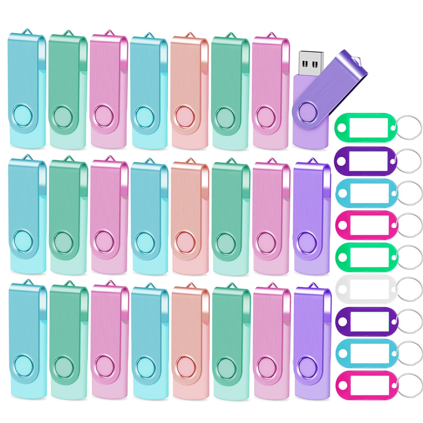EASTBULL90-Pack Flash Drive Bulk 4GB USB 2.0 Flash Drive Pack Thumb Drive Bulk USB Drive Bulk with Swivel Design for Data Storage (4GB, Multicolors)