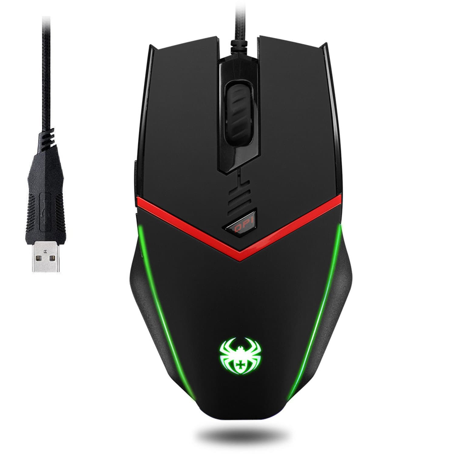 Zelotes C-13 Wired MMO Gaming Mouse, 3200DPI High Precision, 6 Programmable Buttons, Weight Tuning Set, Cool LED lights Professional PC Game Mice for Gamer Notebook, PC, Laptop,Macbook