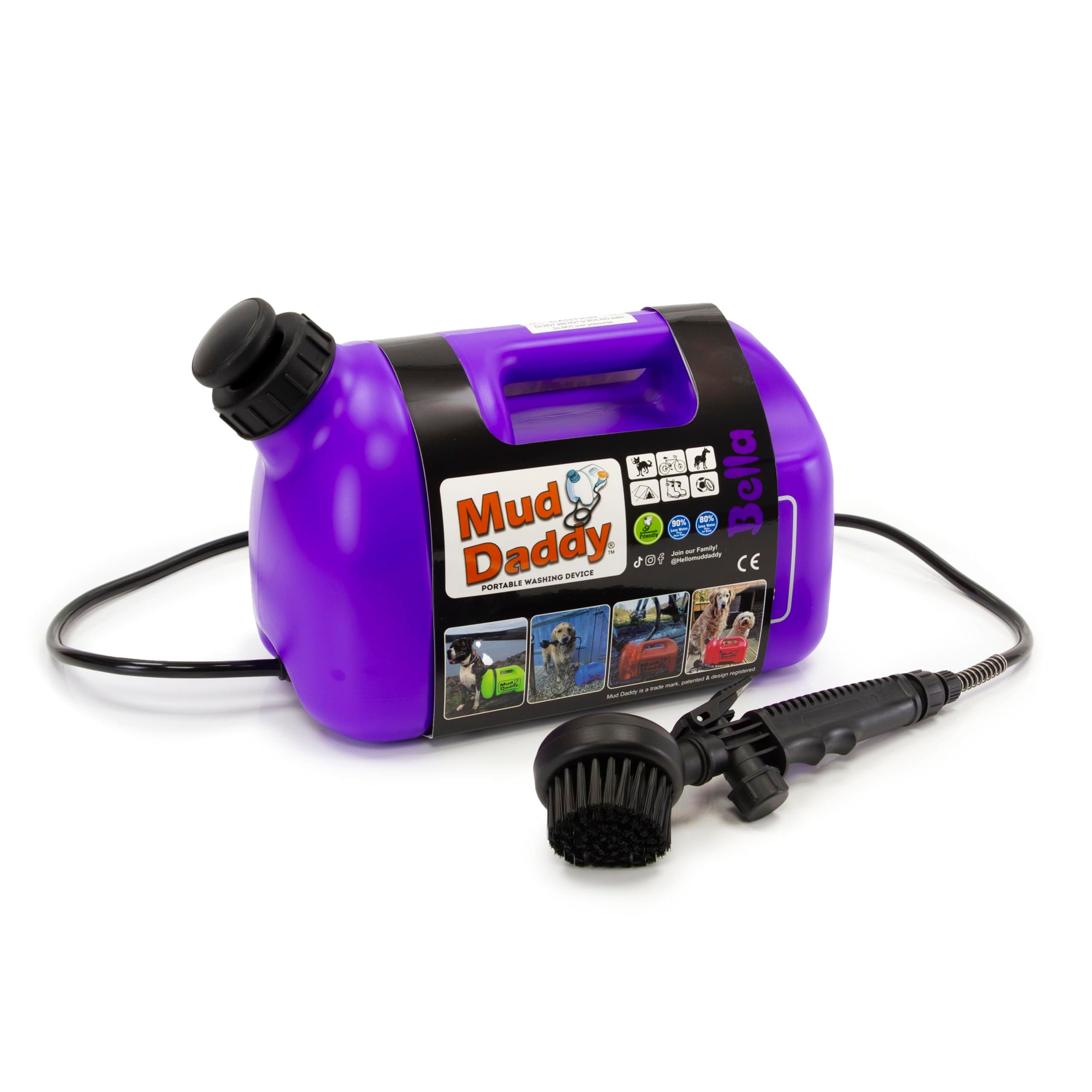 Mud Daddy – Portable Pet Washer, Multipurpose Washing Device, Muddy Walks, Pet Cleaning,Grooming Perfect for Dogs, Horses, Bikes, Shoes, Camping and More – 5 Litre – Purple