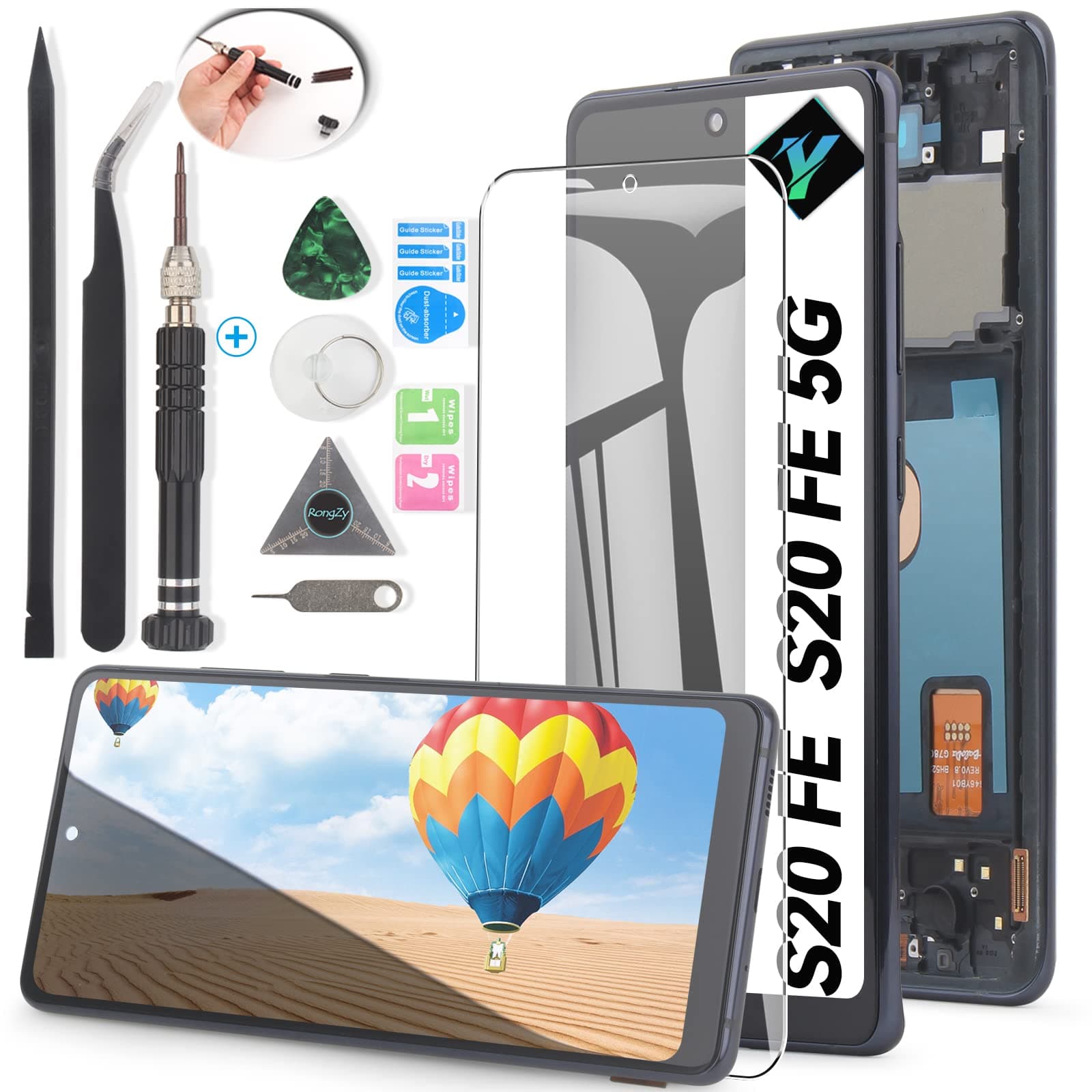 Screen for Samsung Galaxy S20 FE 2022/S20 FE 5G 2022/S20 2022 Screen Replacement for Samsung S20 FE SM-G781 G781B G781U G781F/DS G781WLCD Touch Display Digitizer Assembly with Tools(Black with Frame)