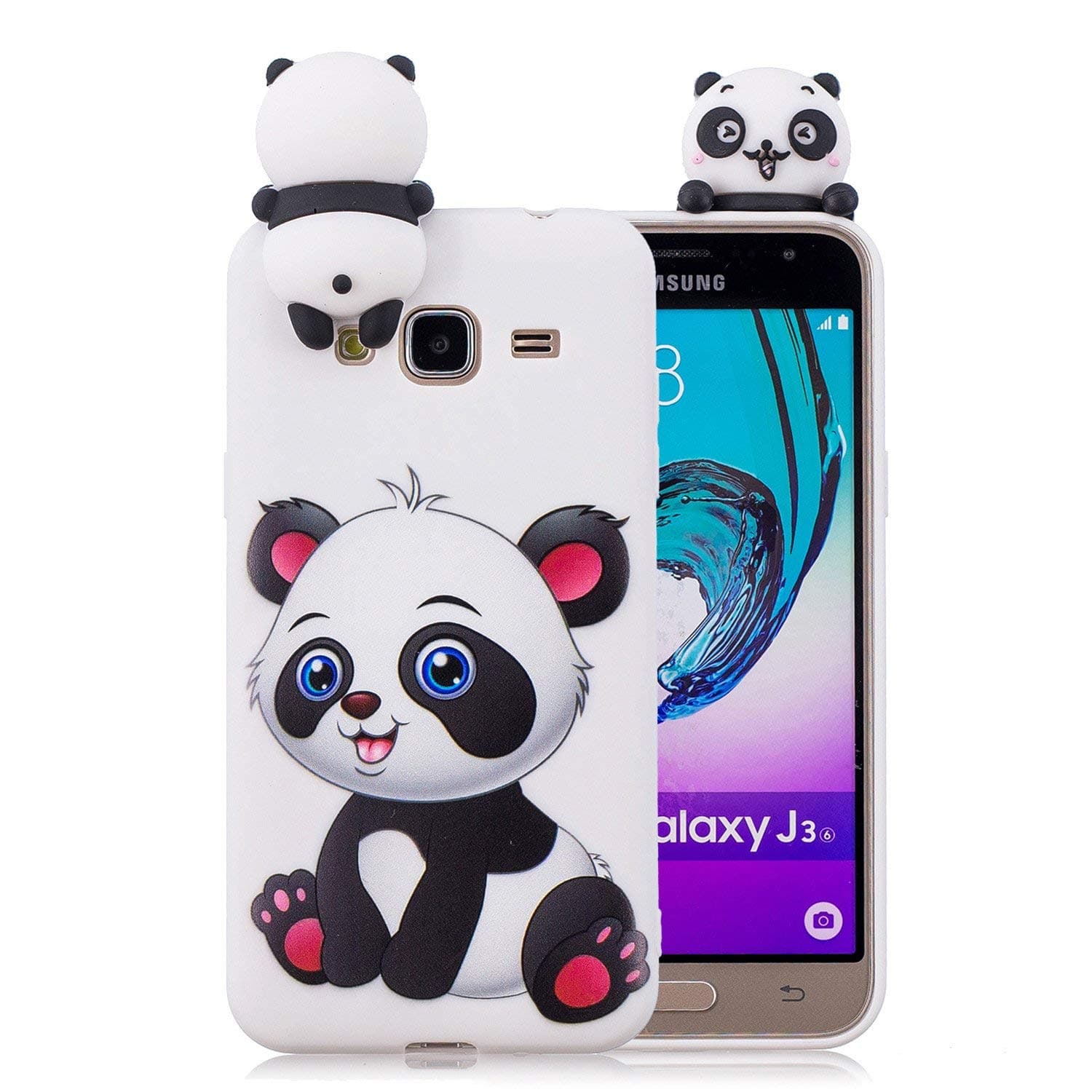 Simple Cute Panda for Galaxy J3 (2016),Soft 3D Silicone Case,Cute Animal TPU Cover,Cool Kawaii Cartoon Gel Cases for Girls Kids.Fun Unique Sweet Character Skin Protector Shell for Samsung J310