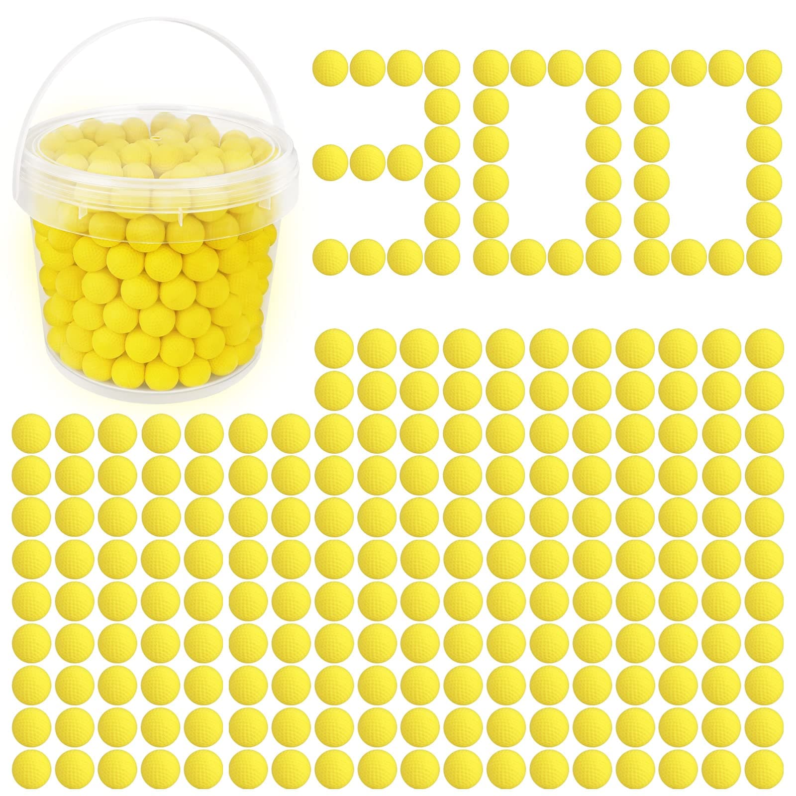 300 Rounds Refill Pack Balls Ammo Bulk Compatible with Nerf Rival Gun, TiopLior Yellow Foam Bullet Ball Replacement Refill Pack for Nerf Rival Blasters & Toy Blasters Gun(HIR, High-Impact Rounds)