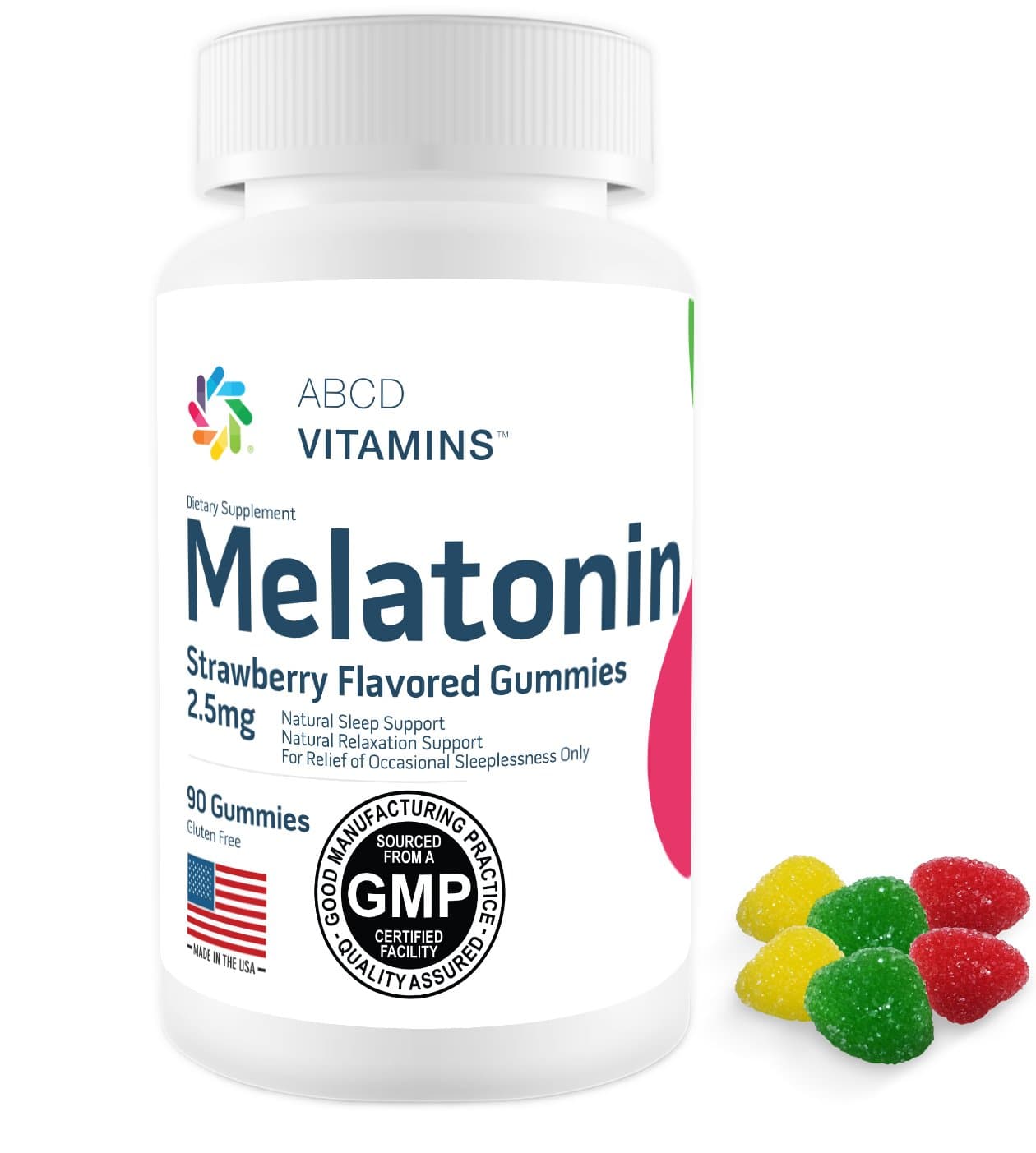 Melatonin Gummies 2.5mg 90 Gummies. Strawberry Flavored
