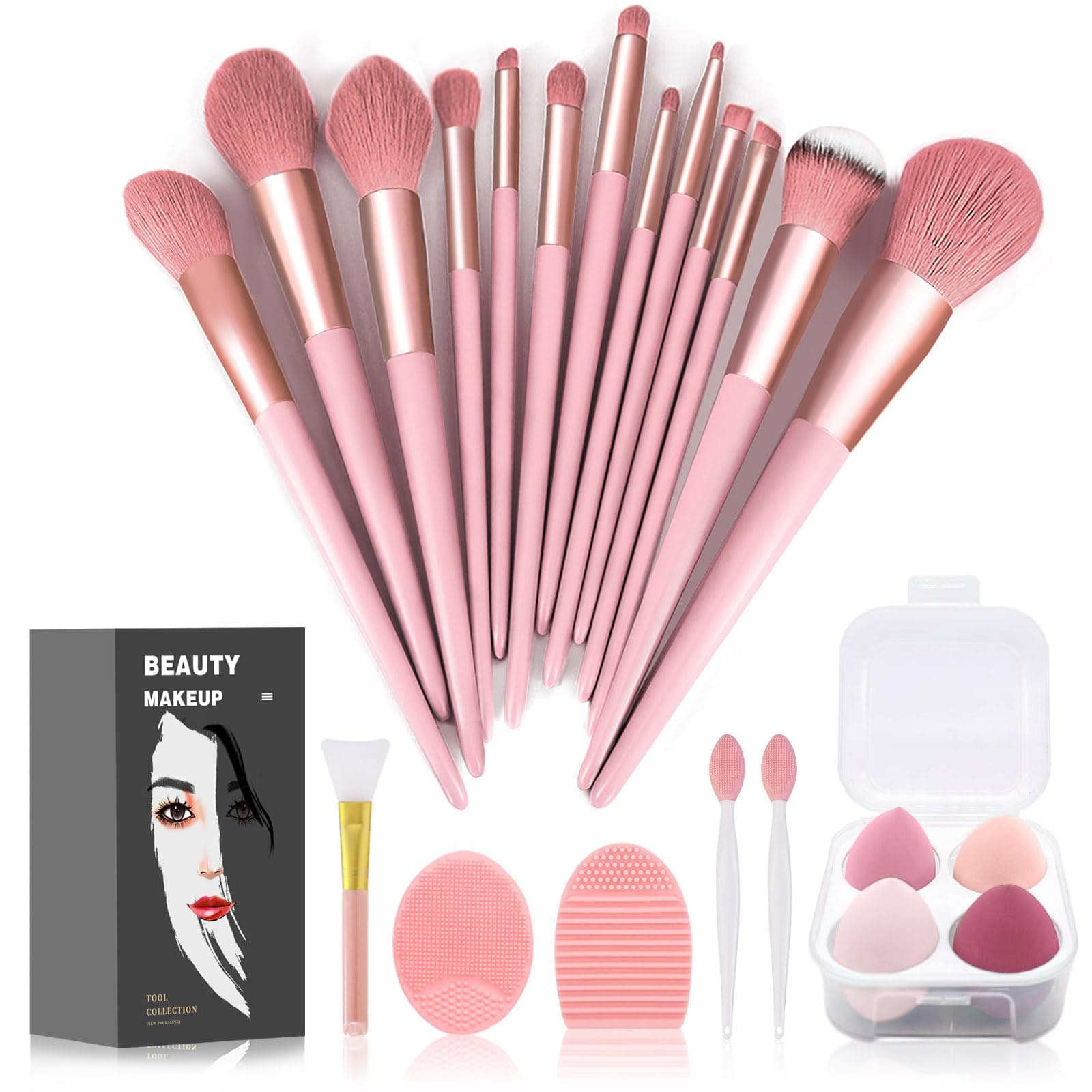 Makeup Brushes 22 Pcs Makeup Kit,Foundation Brush Eyeshadow Brush Make up Brushes Set (Pink, 22 Piece Set)