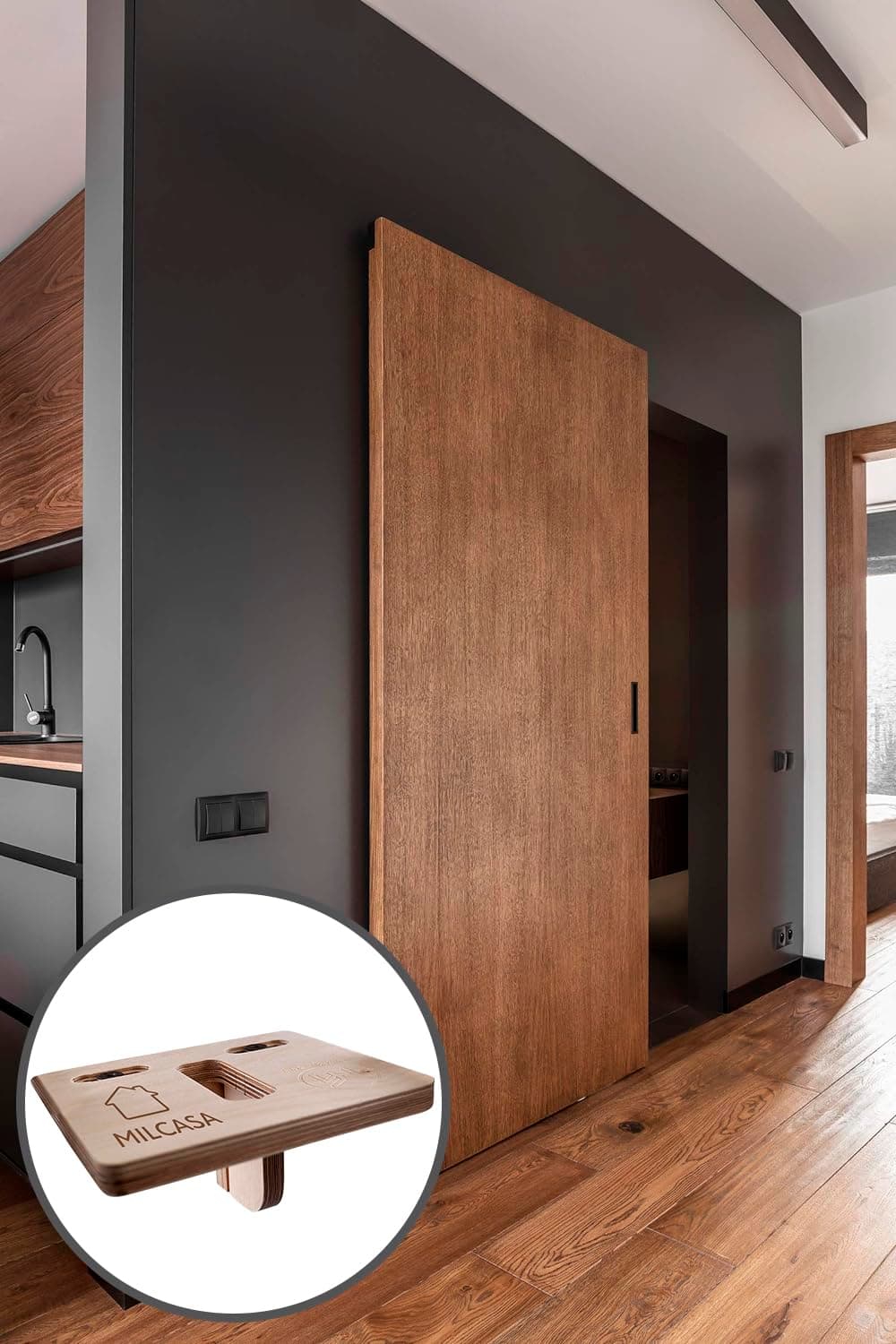 Milcasa Magic 2 (1800) – Wall Mount Concealed Sliding System for Wood Doors (Door is NOT Included) - Completely Concealed Hardware and Track. Made in Italy. Free Template Included.