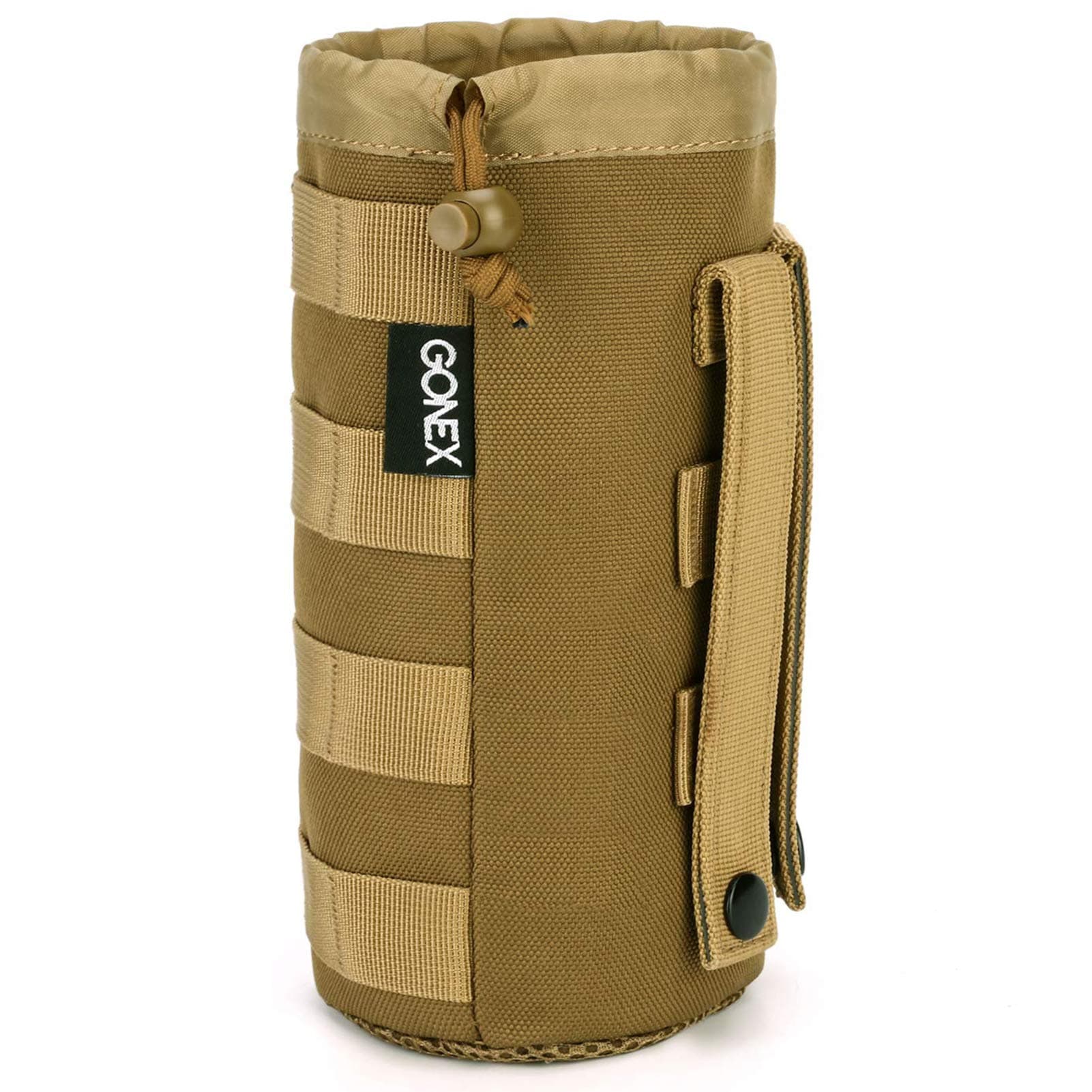 Gonex Tactical MOLLE Water Bottle Pouch, Drawstring Open Top & Mesh Bottom Travel Water Bottle Bag Hydration Carrier