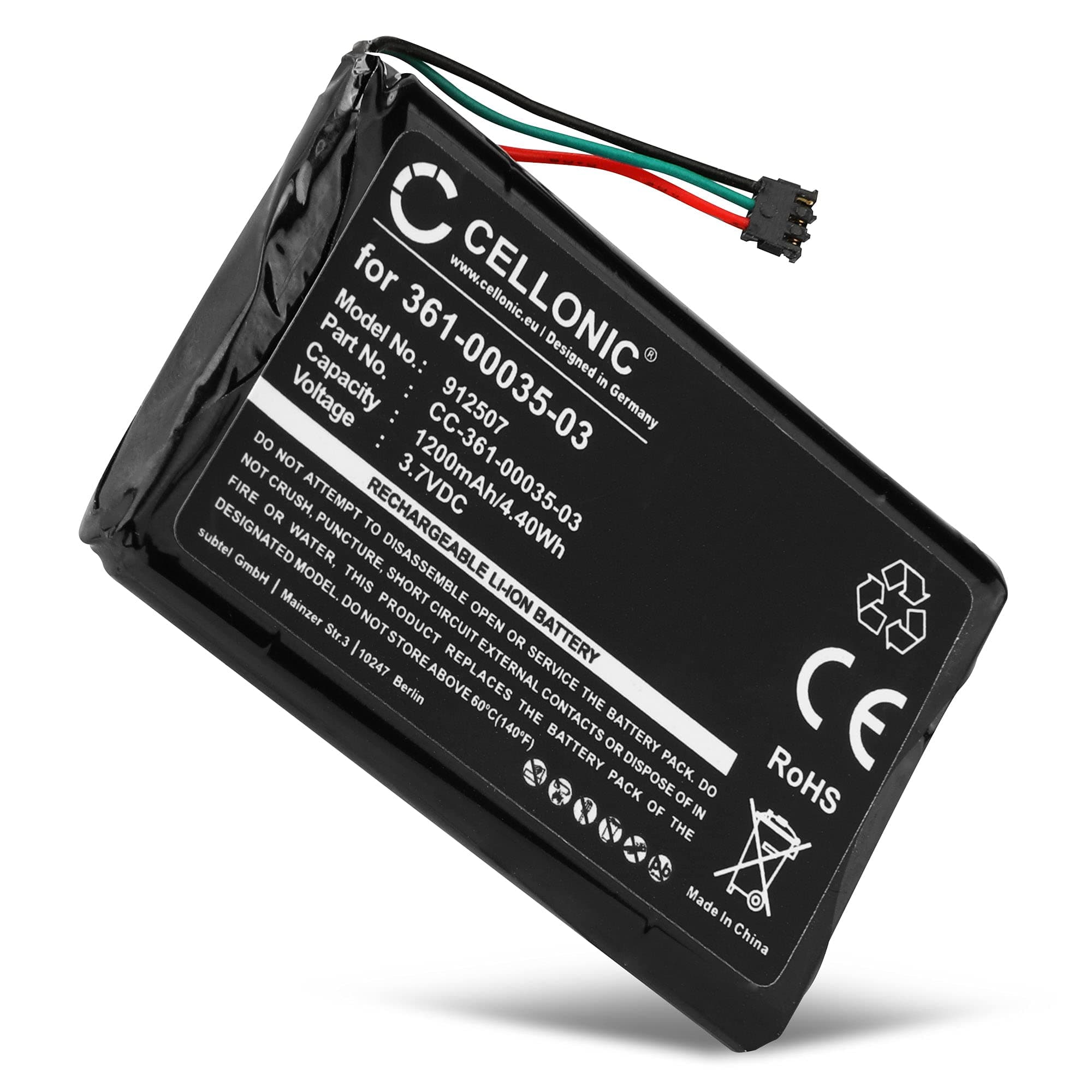 CELLONIC, battery sat nav compatible with Garmin Edge 810, Edge Touring Plus, nüvi 2495LMT (1200mAh, 3.7V) Replacement battery 361-00035-03