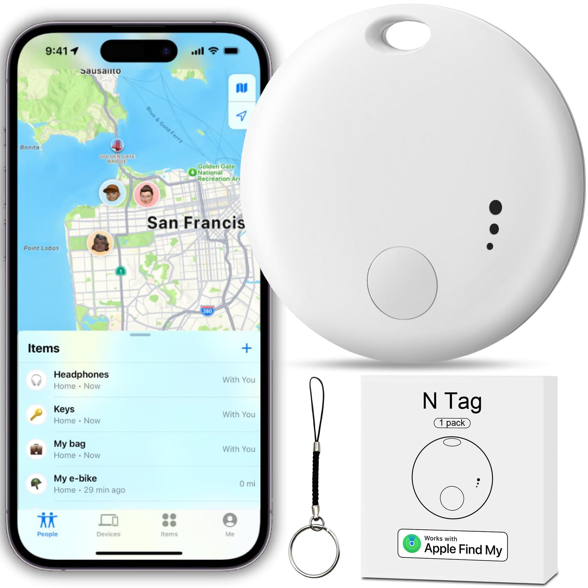 Tracker Tag Bluetooth Tracker, Smart Tag Locator Tracking Device, Keys Finder and Item Locator,Air Tracker Item Finders with Find My(iOS Only) Track Your Keys,Wallet,Luggage and Bag