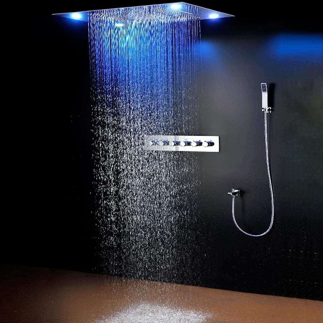 Cascada Luxurious Recessed Large LED Waterfall Rainfall Shower System (Rose Gold)